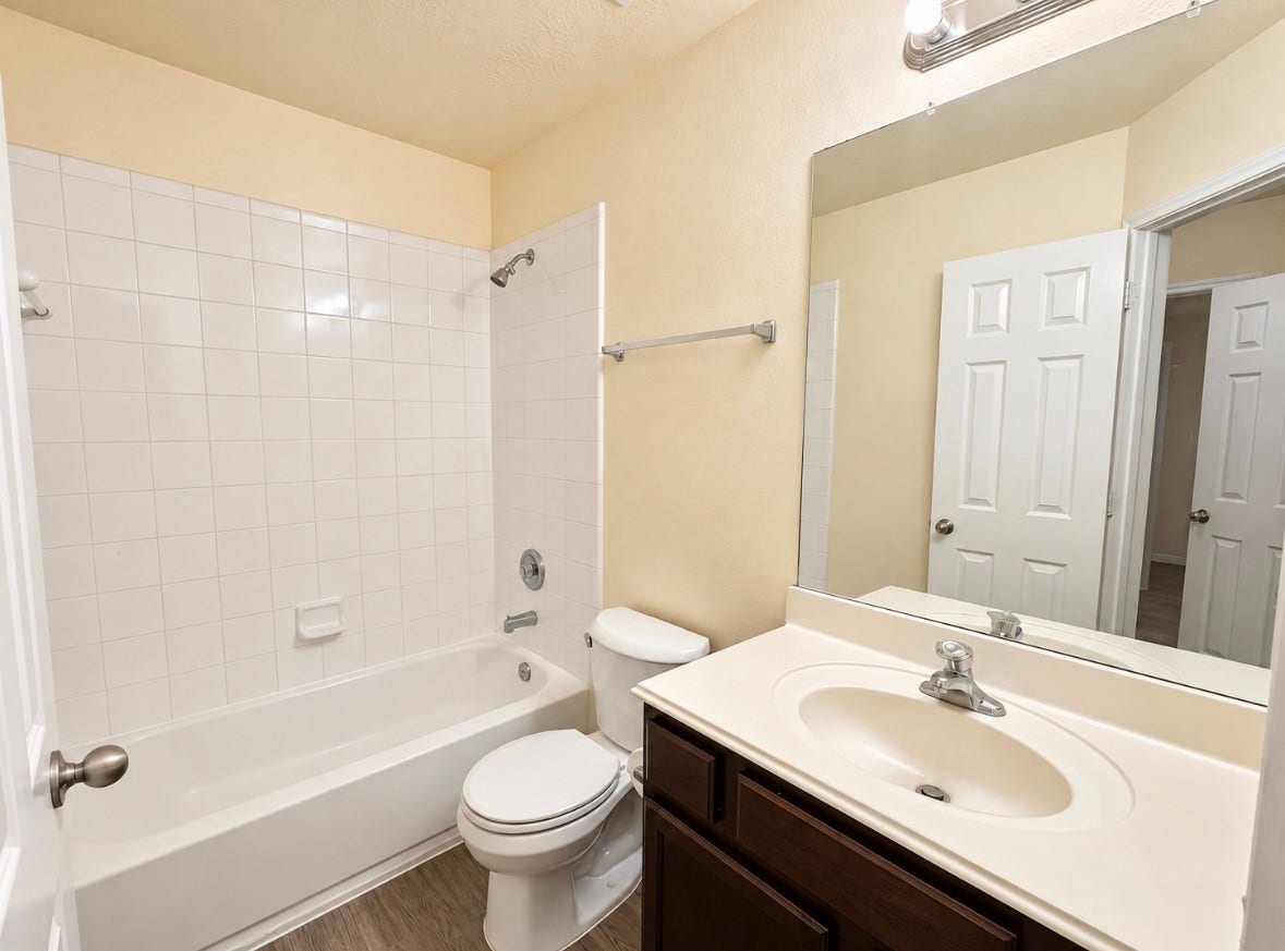 3722 Elderberry Drive, Dickinson, TX 77539 Full secondary bathroom with tub/shower combination, perfect for family or guests.