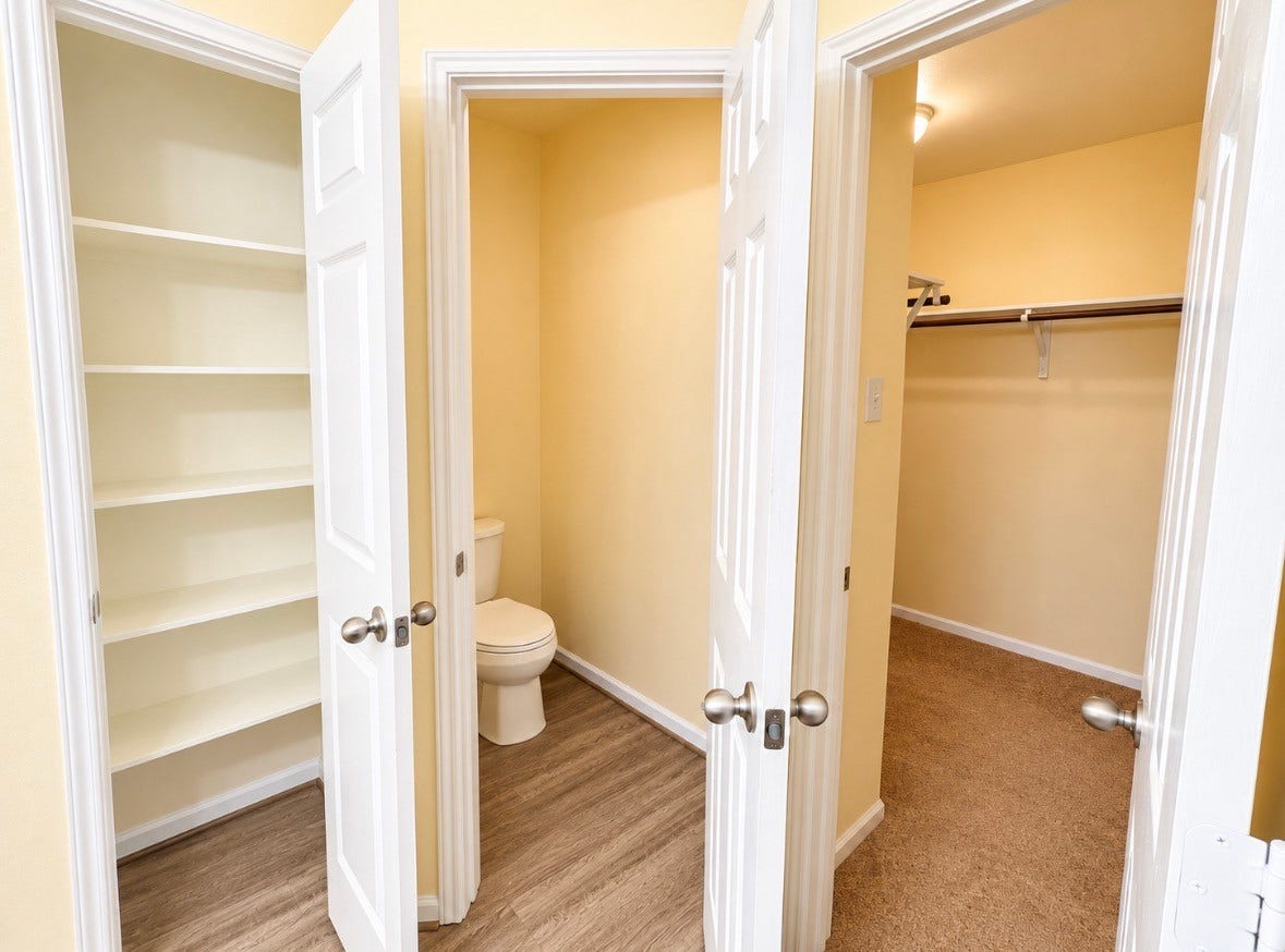 3722 Elderberry Drive, Dickinson, TX 77539 Room for everything! Two closets, built-in shelving & a separate toilet room complete the primary bathroom.