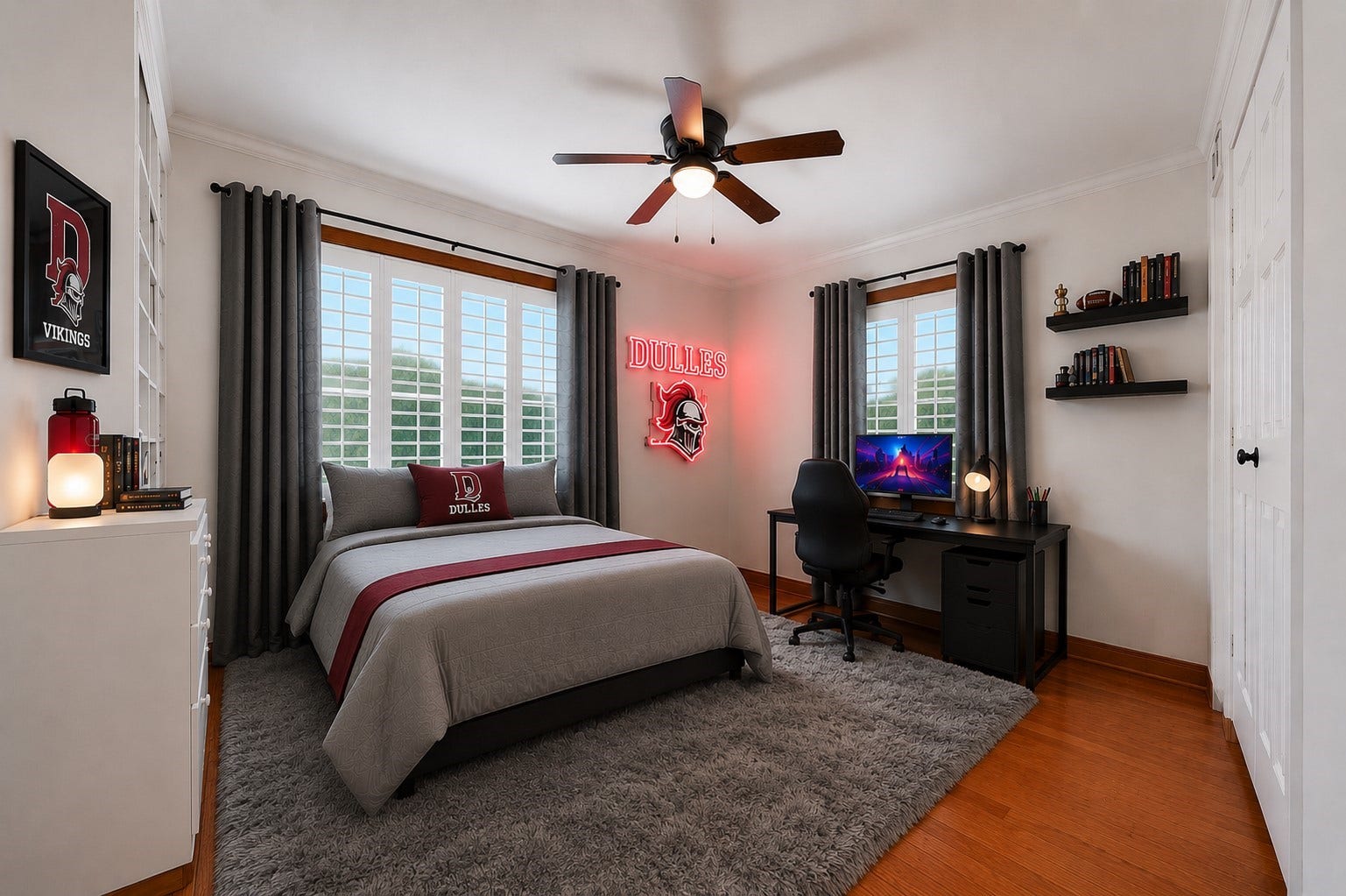 410 Kyle Street, Sugar Land, TX 77478 Bedroom 2. Virtual staging shown. Furniture and dcor are for illustrative purposes only.