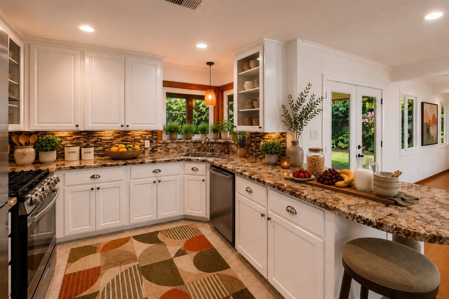 410 Kyle Street, Sugar Land, TX 77478 Kitchen. Virtual staging shown. Furniture and dcor are for illustrative purposes only.