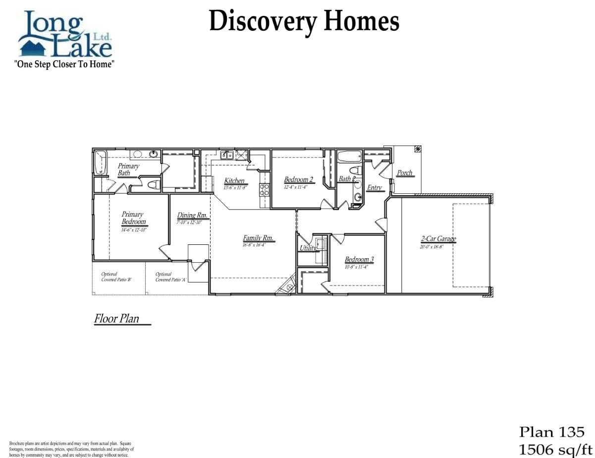 16003 Sycamore Maple Lane, Cypress, TX 77429 Plan 135 features 3 bedrooms, 2 full baths, and over 1,500 square feet of living space.