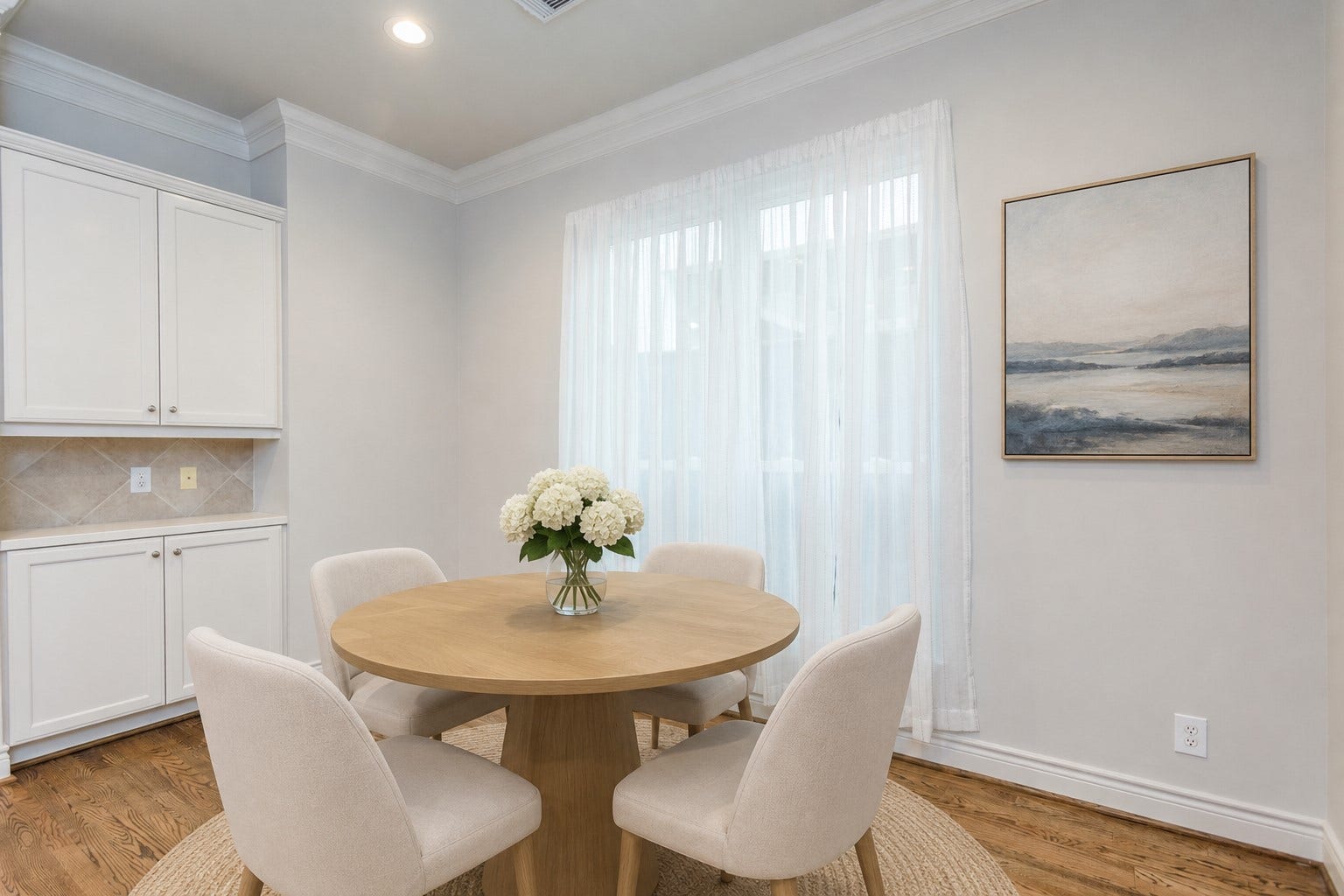 Virtual staging of breakfast nook.