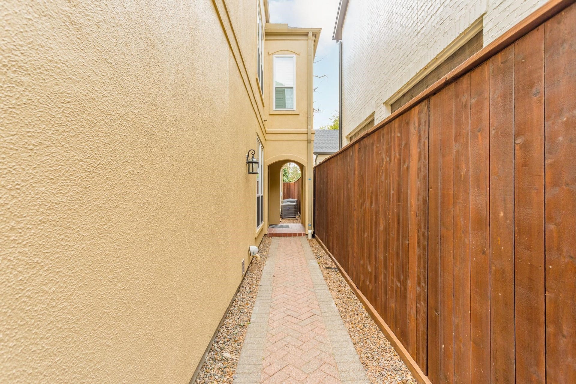 Private gated side entrance.