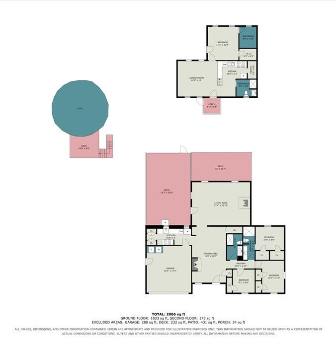 17310 Mcdonald Road, Alvin, TX 77511 Floor Plan for home and guest house.