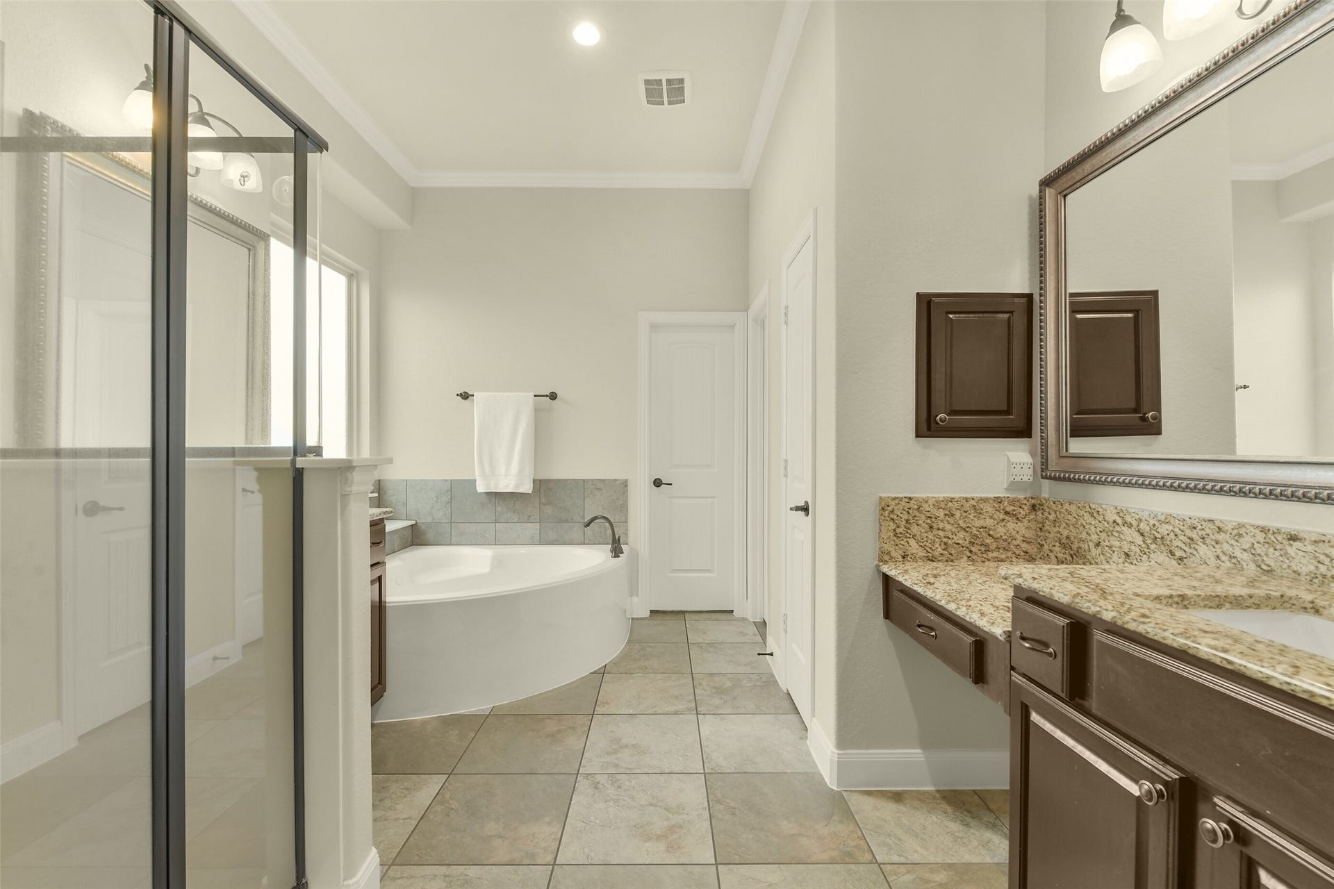 119 Finchfield Place, Montgomery, TX 77316 Primary bathroom with separate shower, expansive vanity, and spacious layout.