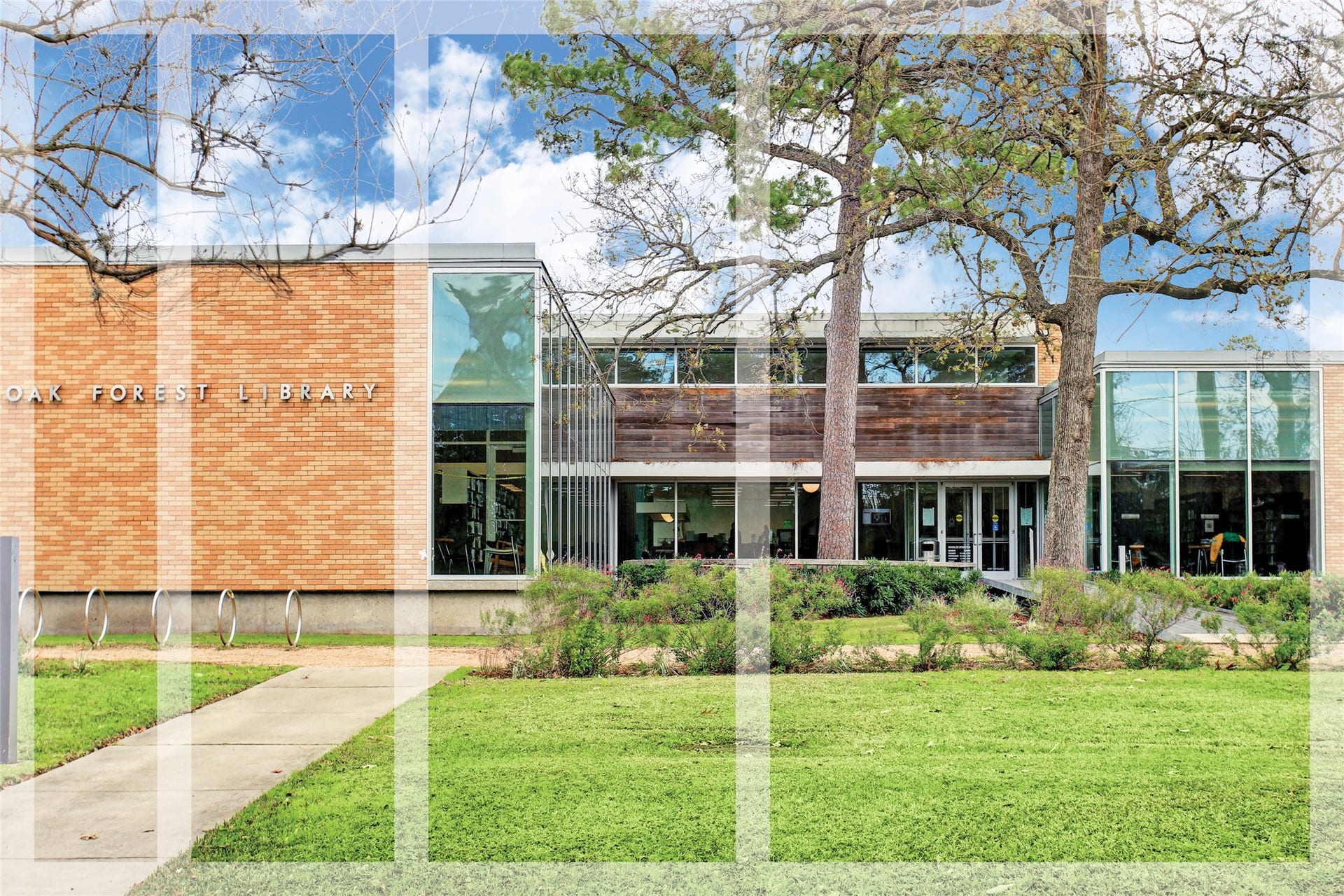 1726 Chantilly Lane, Houston, TX 77018 Quaint Oak Forest Library is mid-century in design and offers books for children and adults alike.
