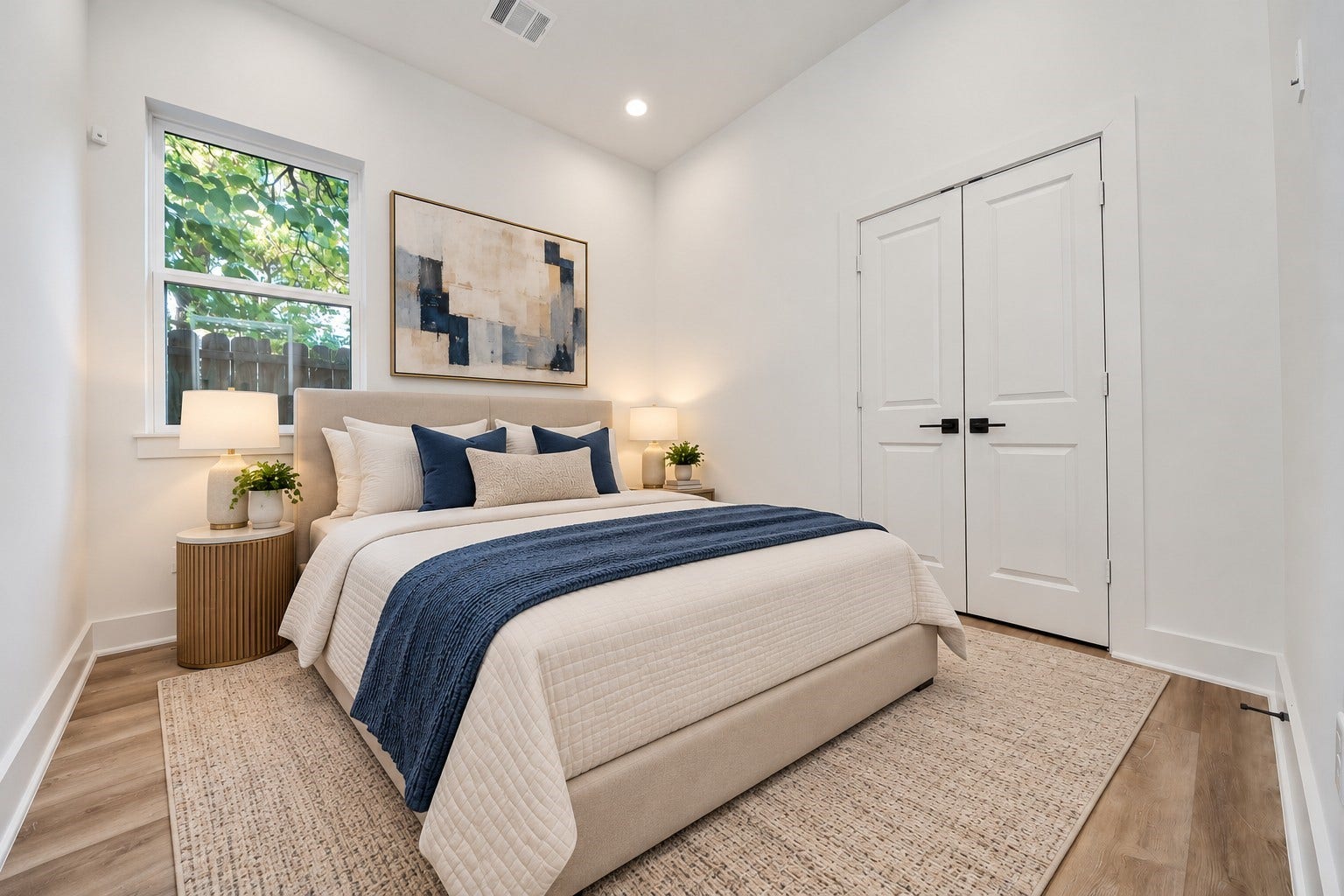 2904 Ruth Street, Houston, TX 77004 Virtually staged first bedroom on the first floor of Unit A.