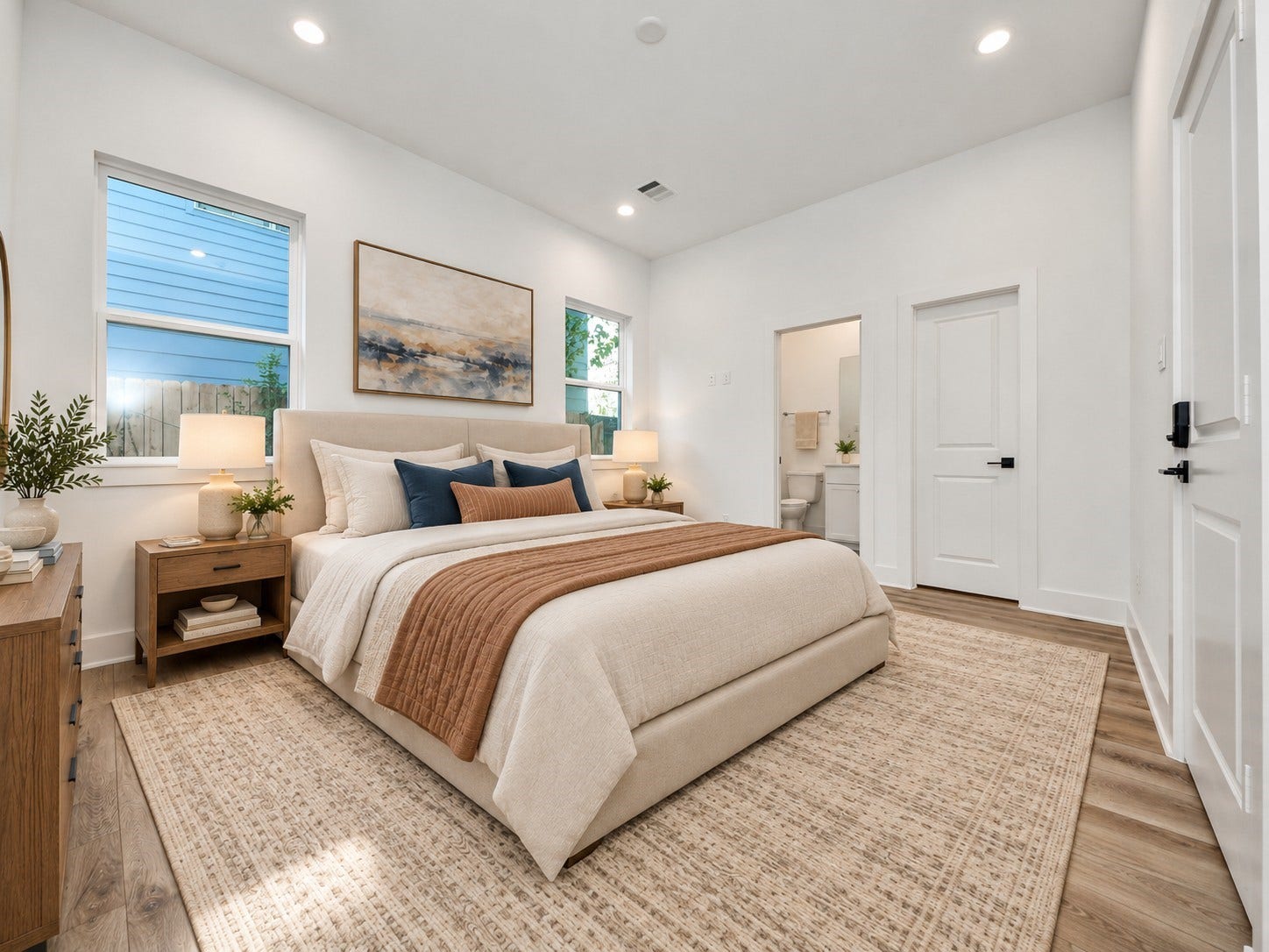 2904 Ruth Street, Houston, TX 77004 Virtually staged second-floor primary bedroom of Unit A.