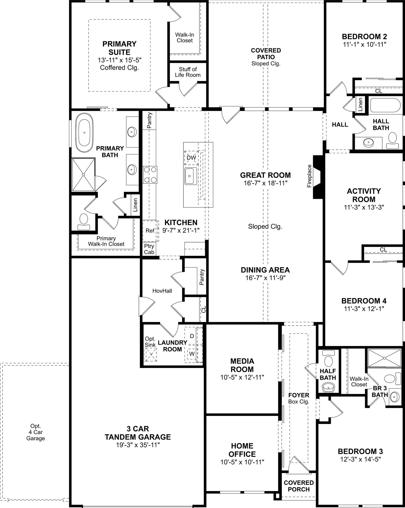 1073 Apple Ridge Road, Magnolia, TX 77363 The Geneva floor plan by K. Hovnanian Homes. 1st Floor shown. *Prices, plans, dimensions, features, specifications, materials, and availability of homes or communities are subject to change without notice or obligation.