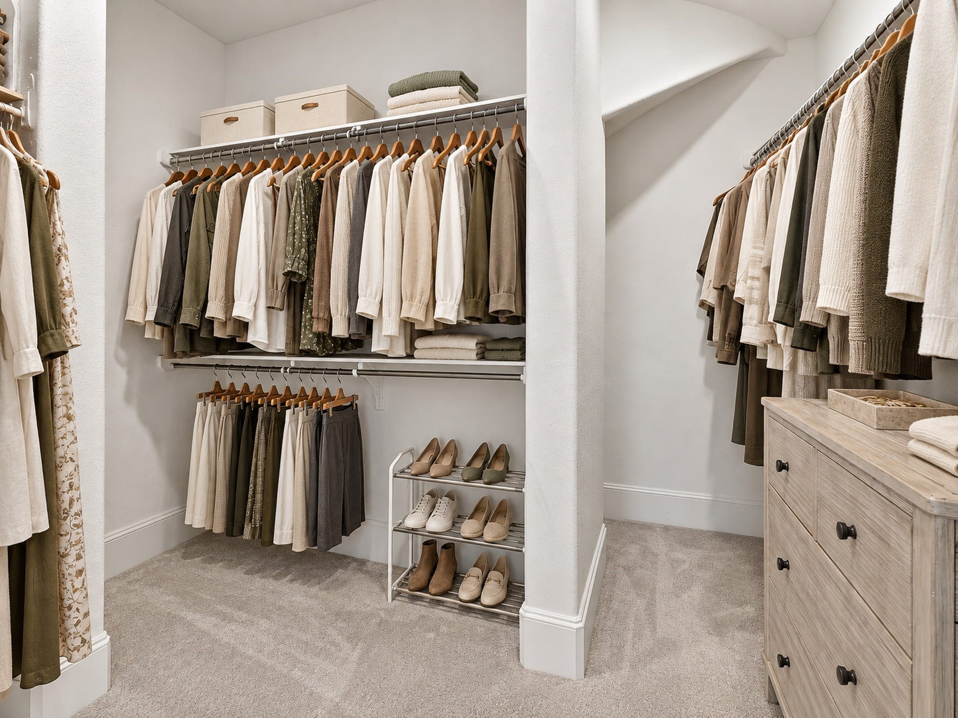 6714 Wellbrook Falls Lane, Katy, TX 77493 Walk-in closet offers built-in shelving and multiple levels of hanging space. (virtually staged)