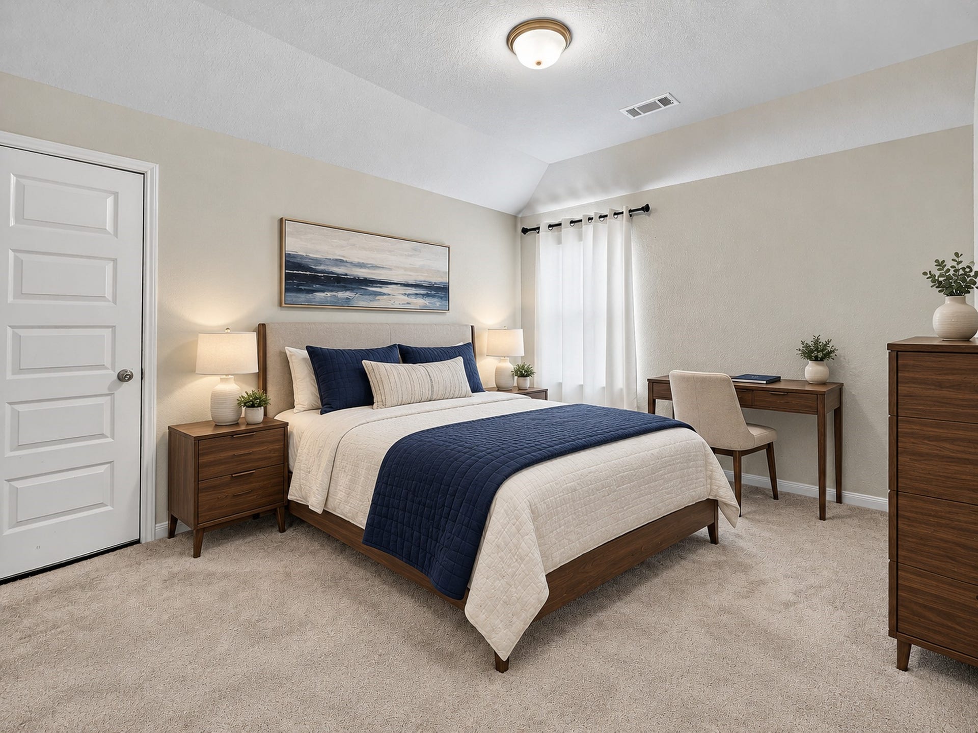 6714 Wellbrook Falls Lane, Katy, TX 77493 Secondary bedroom offers carpet flooring, a window, and neutral finishes. (virtually staged)