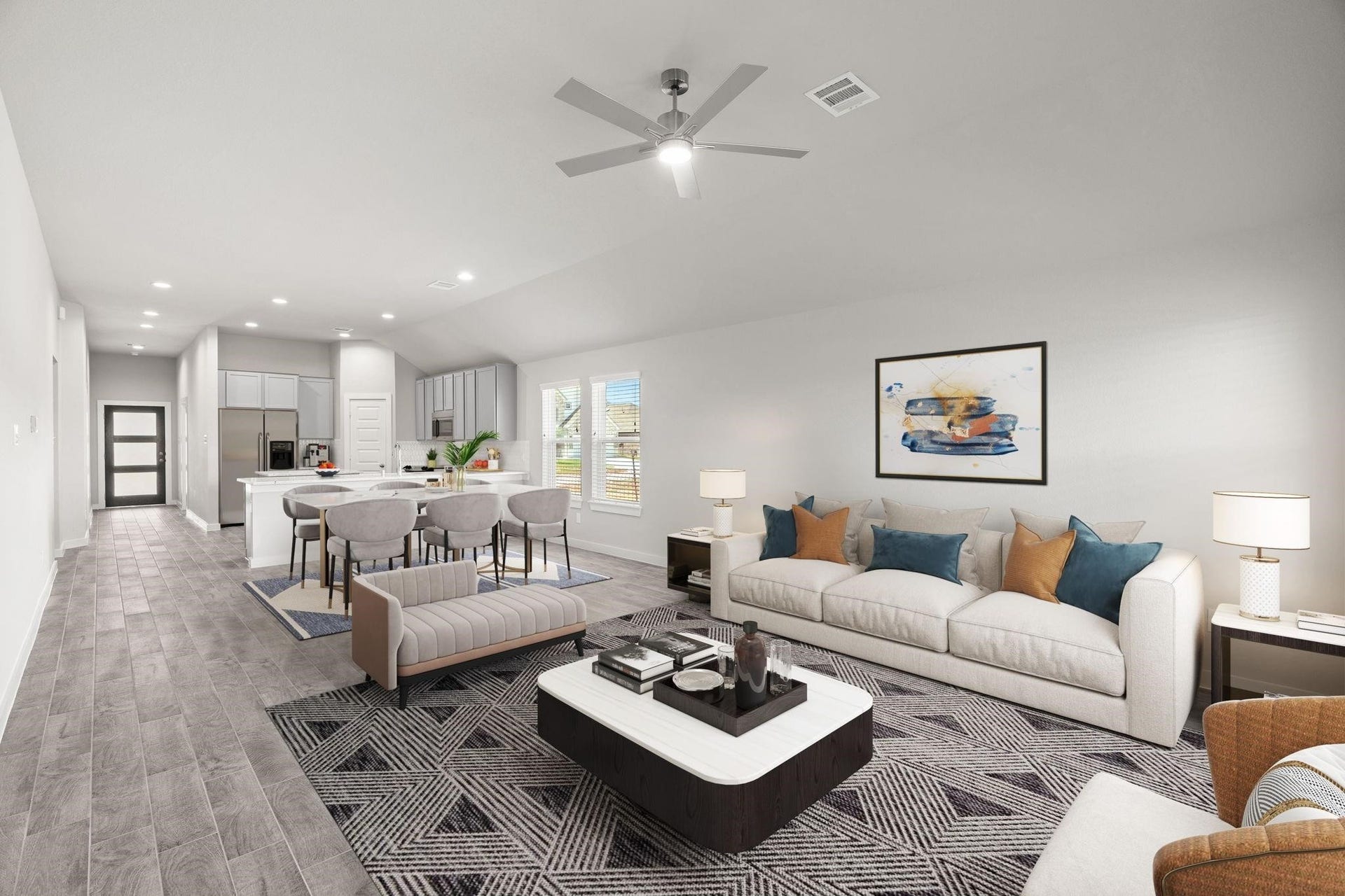 11023 Hosta Stream Drive, Houston, TX 77044 Virtually Staged - Living Room. Sample photo of completed home with similar floor plan. Actual colors and selections may vary.