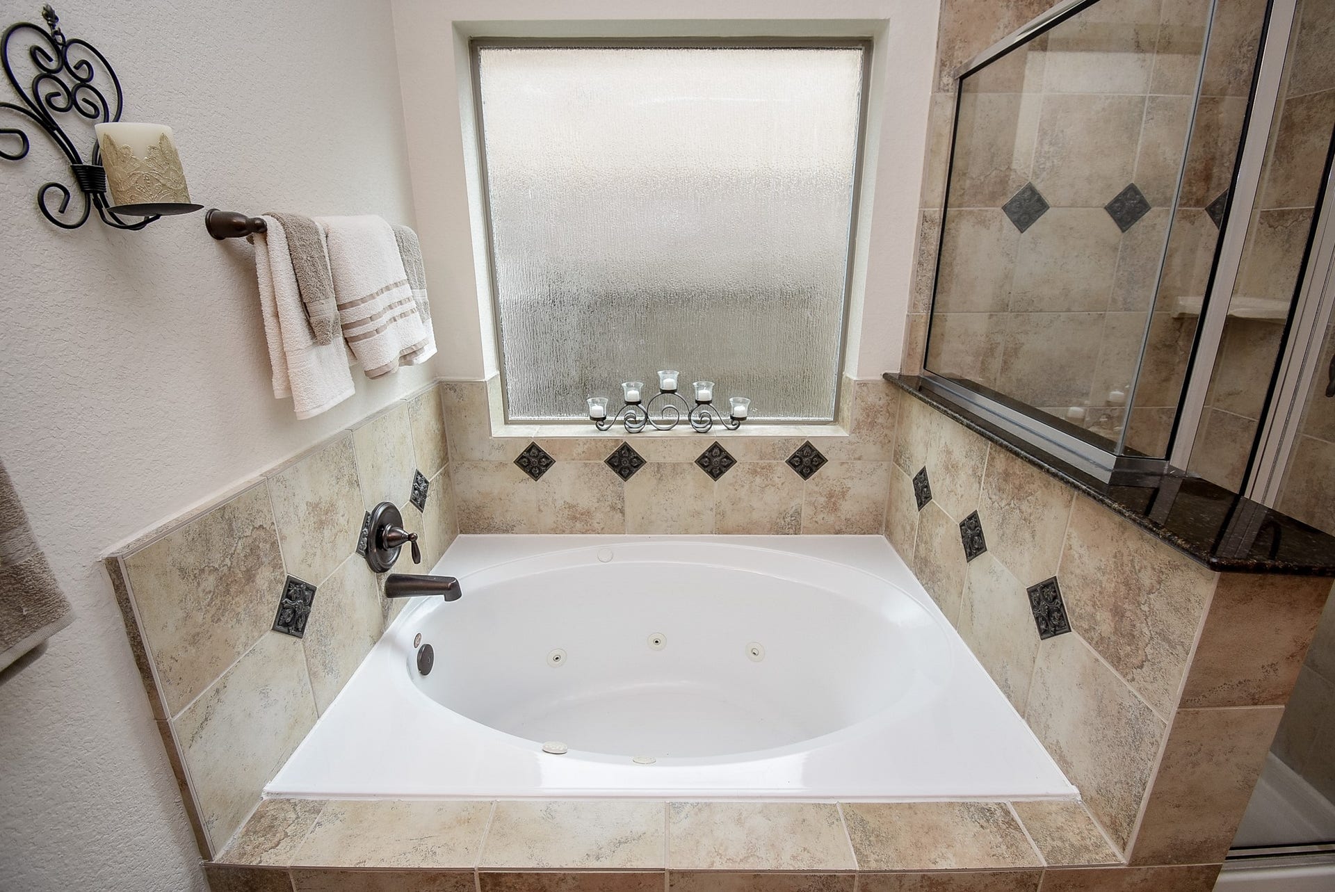Large jetted tub in Primary Bathroom.  Perfect place to relax after a long day.