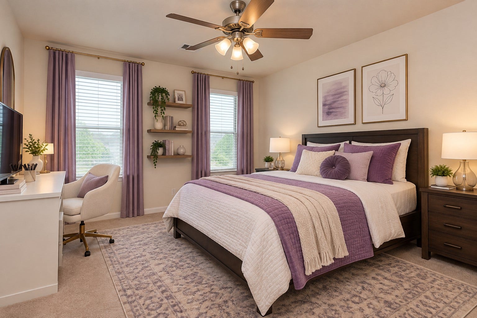 Secondary Bedroom upstairs.  *Virtually Staged