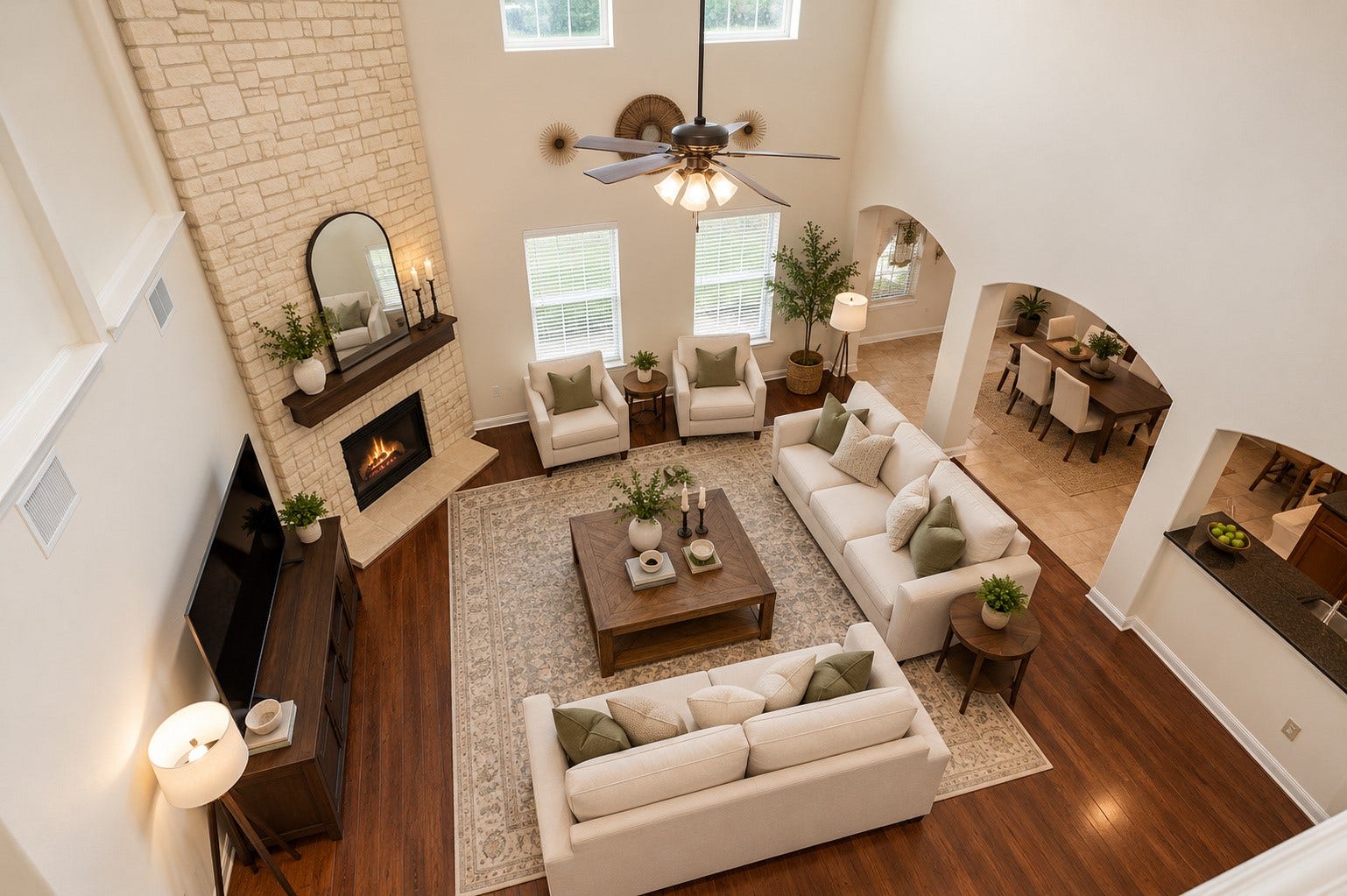 View of the Family Room from upstairs.  *Virtually Staged