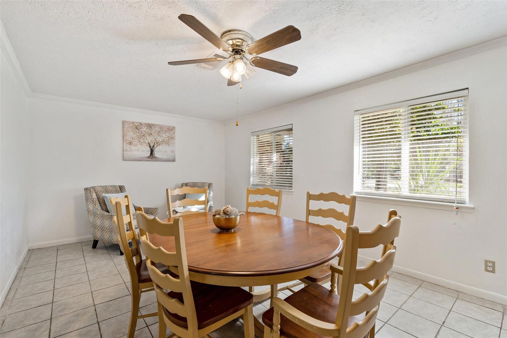 The dining room is especially spacious, with plenty of room for large furniture.*Home was previously furnished. There is currently no furniture in the home.