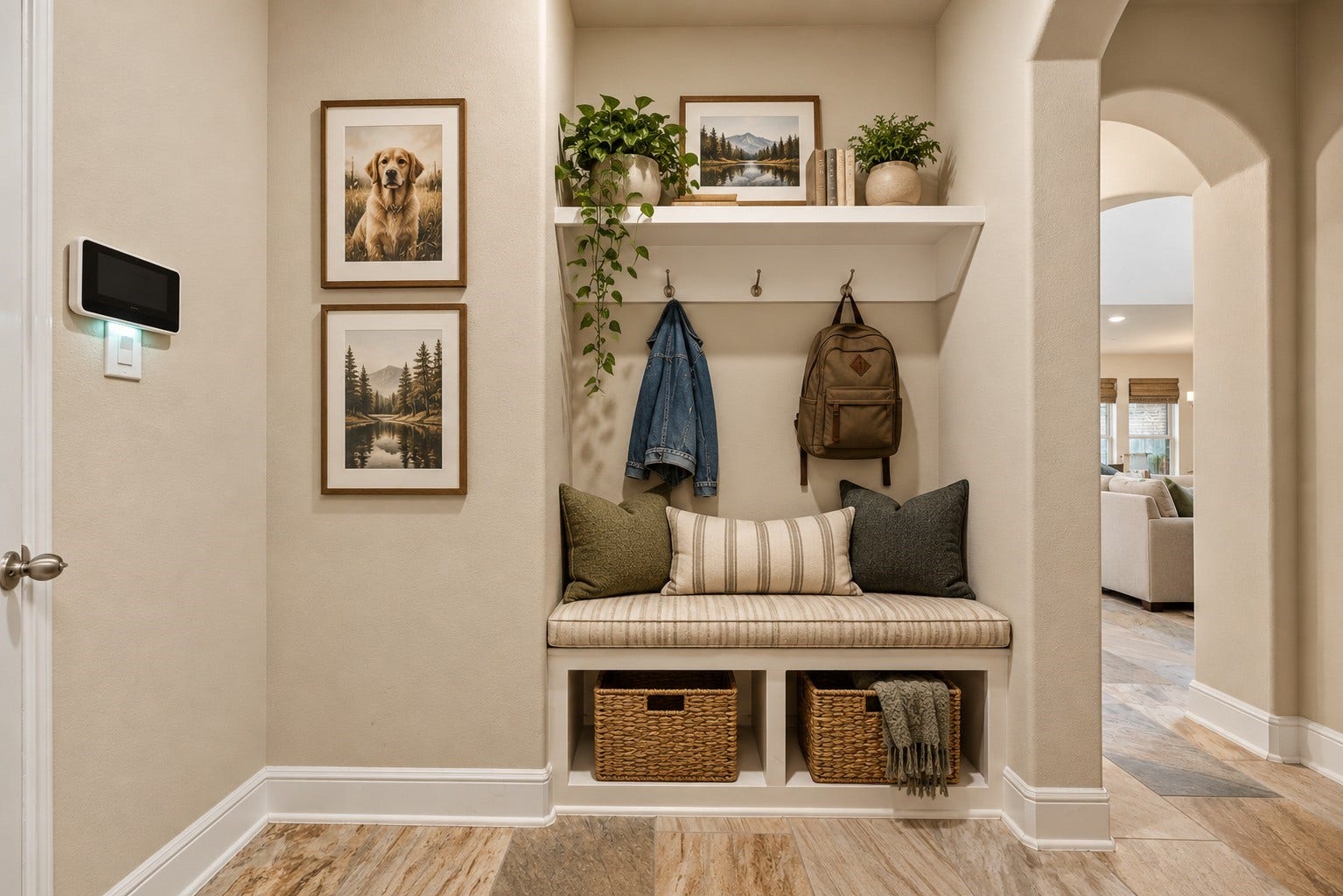 22826 Burton Grove Road, Richmond, TX 77469 Just inside the garage is this convenient mud room area. (virtually staged)