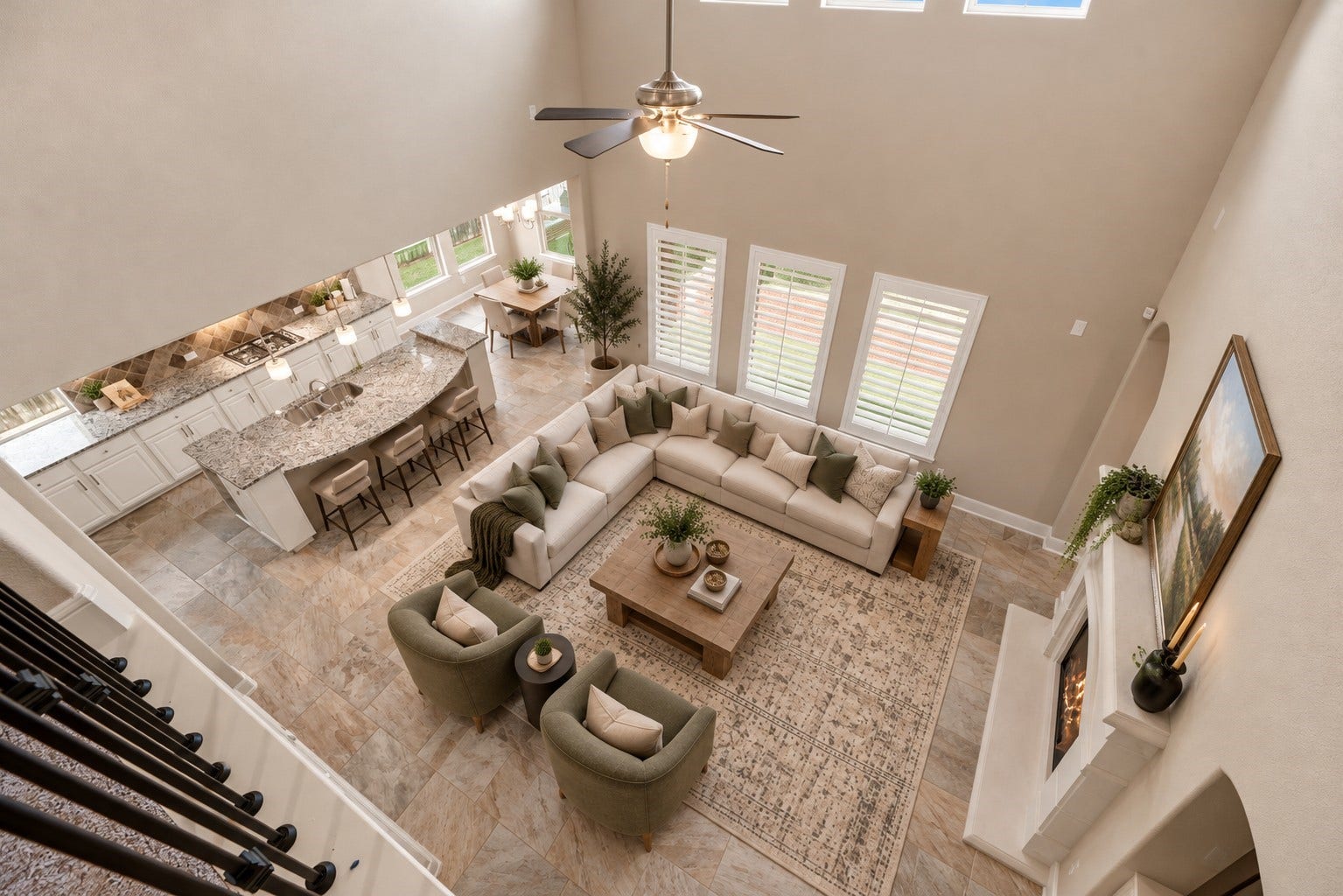 22826 Burton Grove Road, Richmond, TX 77469 View of the family room from above. (virtually staged)