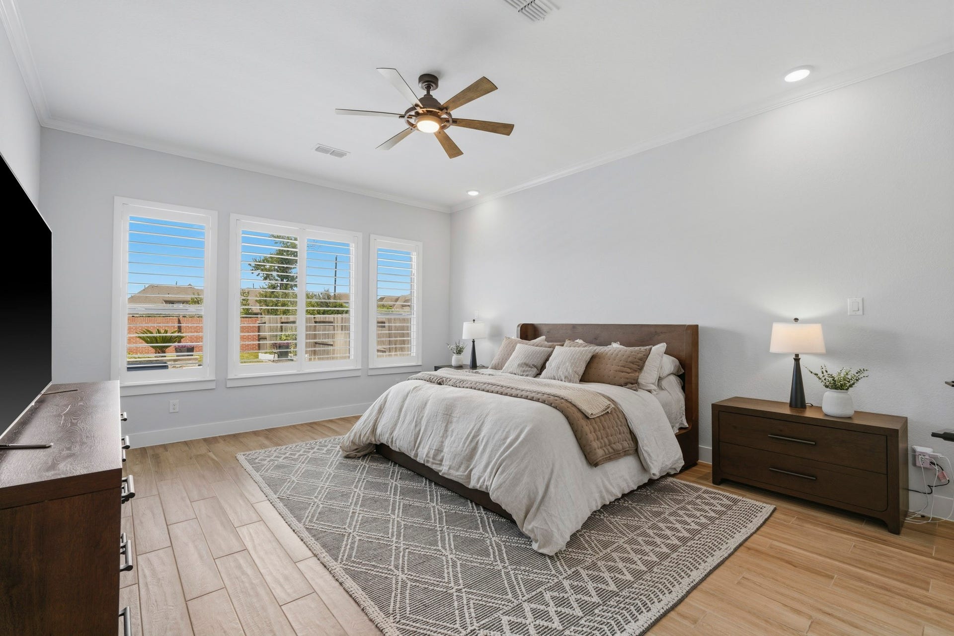 9907 Regal Bend Drive, Missouri City, TX 77459 Primary Bedroom Suite with an amazing view of the resort style backyard