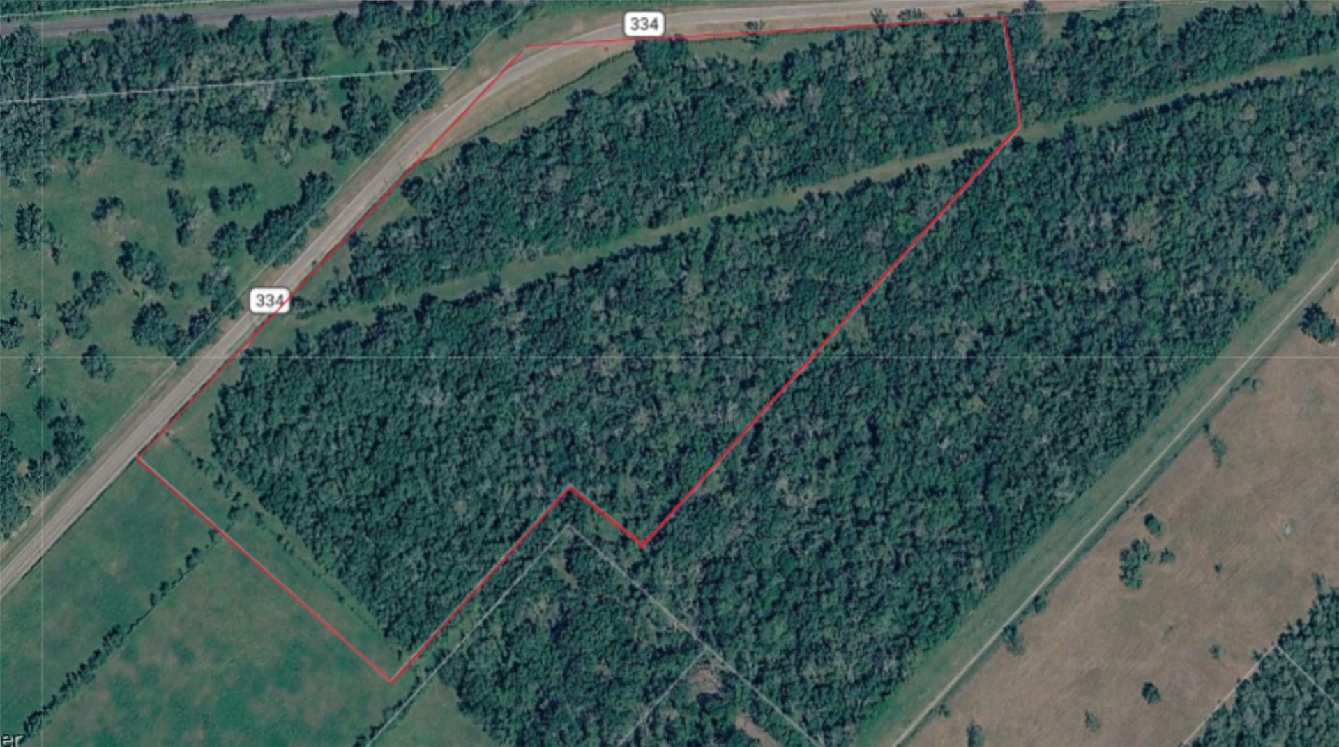 4750 County Road 334, Sweeny, TX 77480 Aerial View w/ red boundary line-buyer to independently verify all boundary lines.