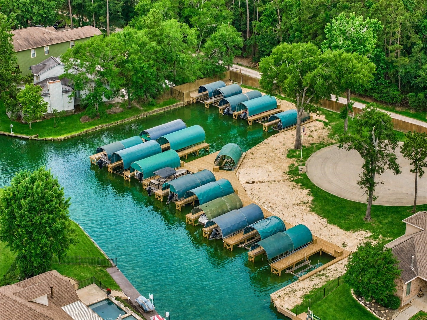 11130 Hunters Landing, Montgomery, TX 77356 Marina Renovation Completed 2026. Slip #1 goes with this home. The cover was removed to allow for height of their prior boat. Live your best life on the Lake!