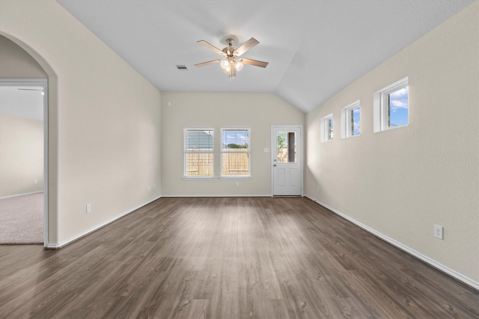 22635 Rosy Heights Trail, Tomball, TX 77377 Family Room with lots of natural light and added ceiling fan