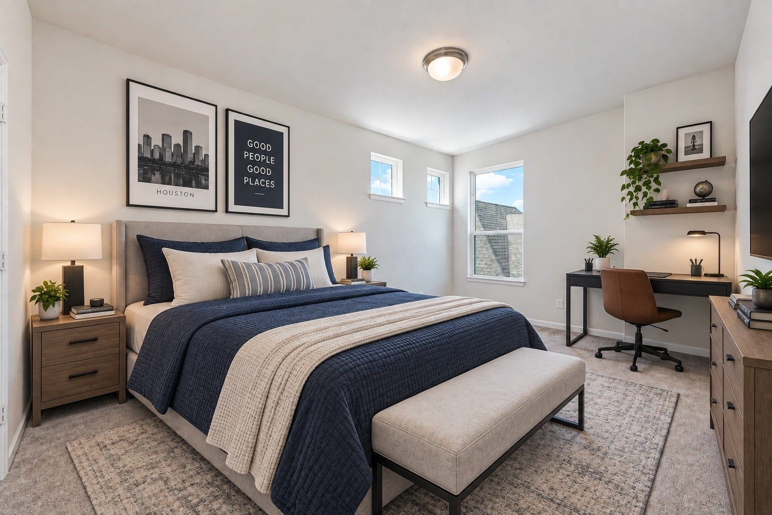 Virtually staged - Bedroom #3 offers a bright and inviting space with plush carpeting and ample natural light, creating a cozy retreat.