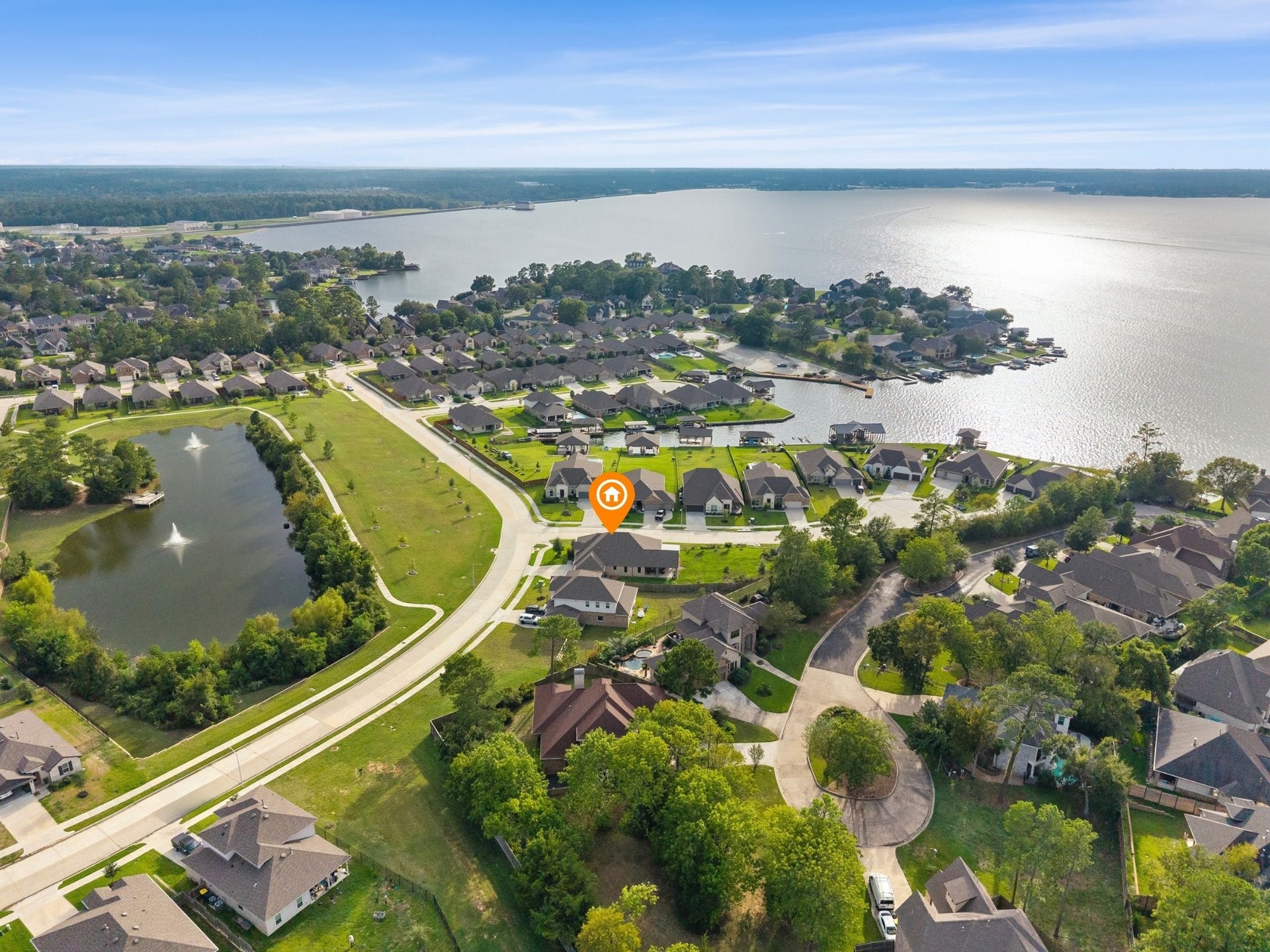 No neighbors across the home, pond across the street with walking trail