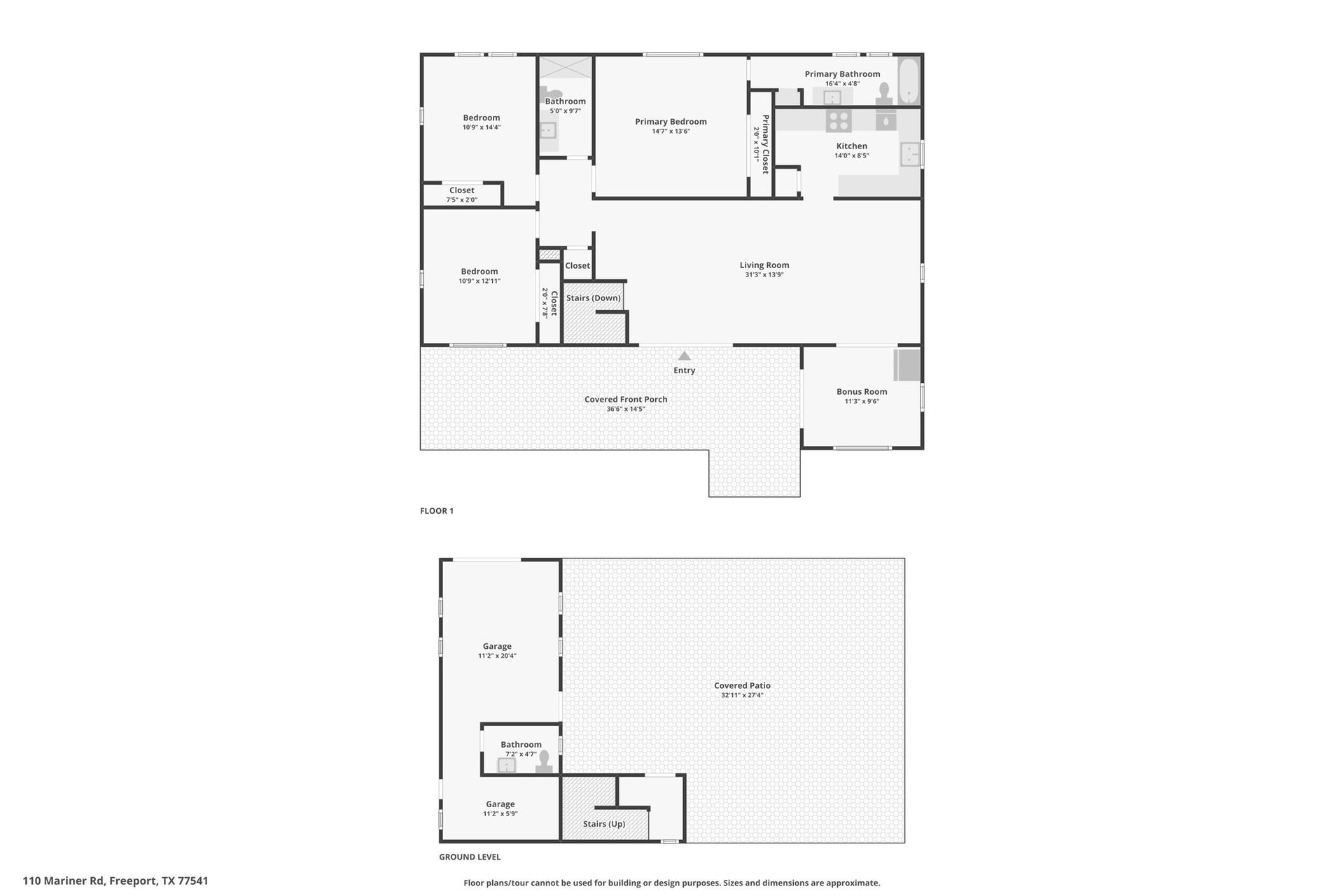 110 Mariner Road, Freeport, TX 77541 1st and 2nd Floor Dimensions 110 Mariner