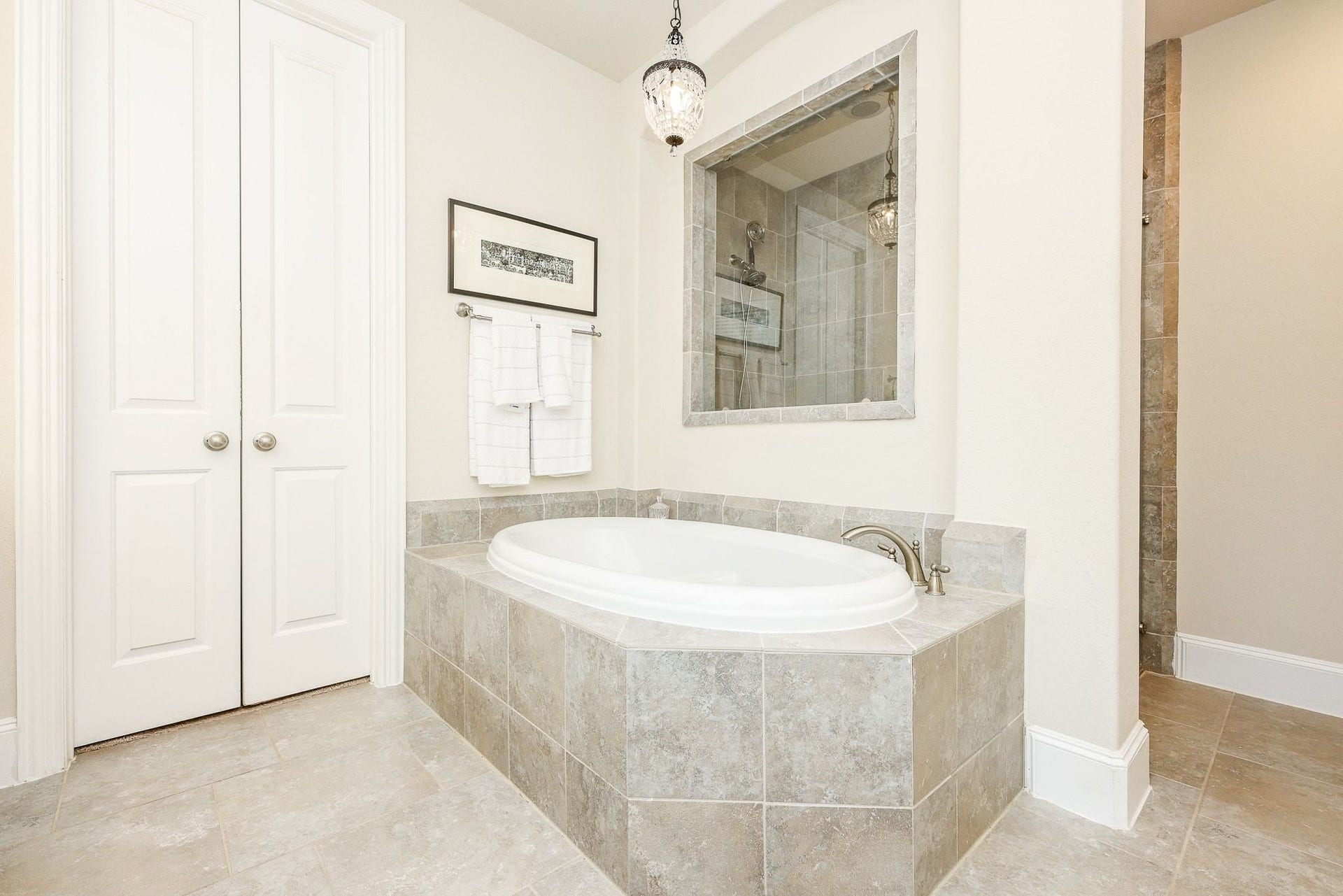 4715 Trickle Creek Court, Fulshear, TX 77441 Primary Bathroom with soaker tub and oversized walk-in shower.