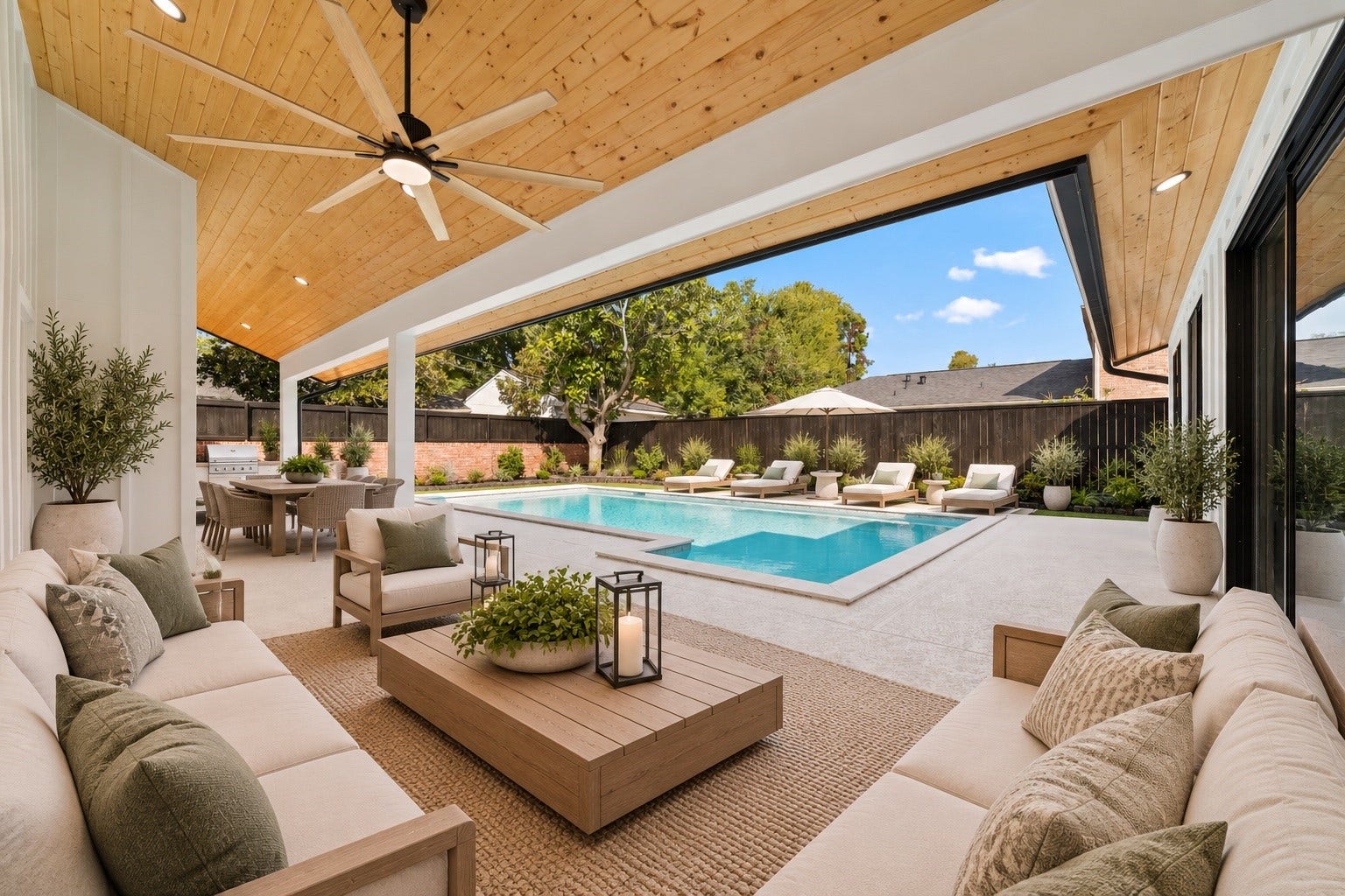 Staged covered patio