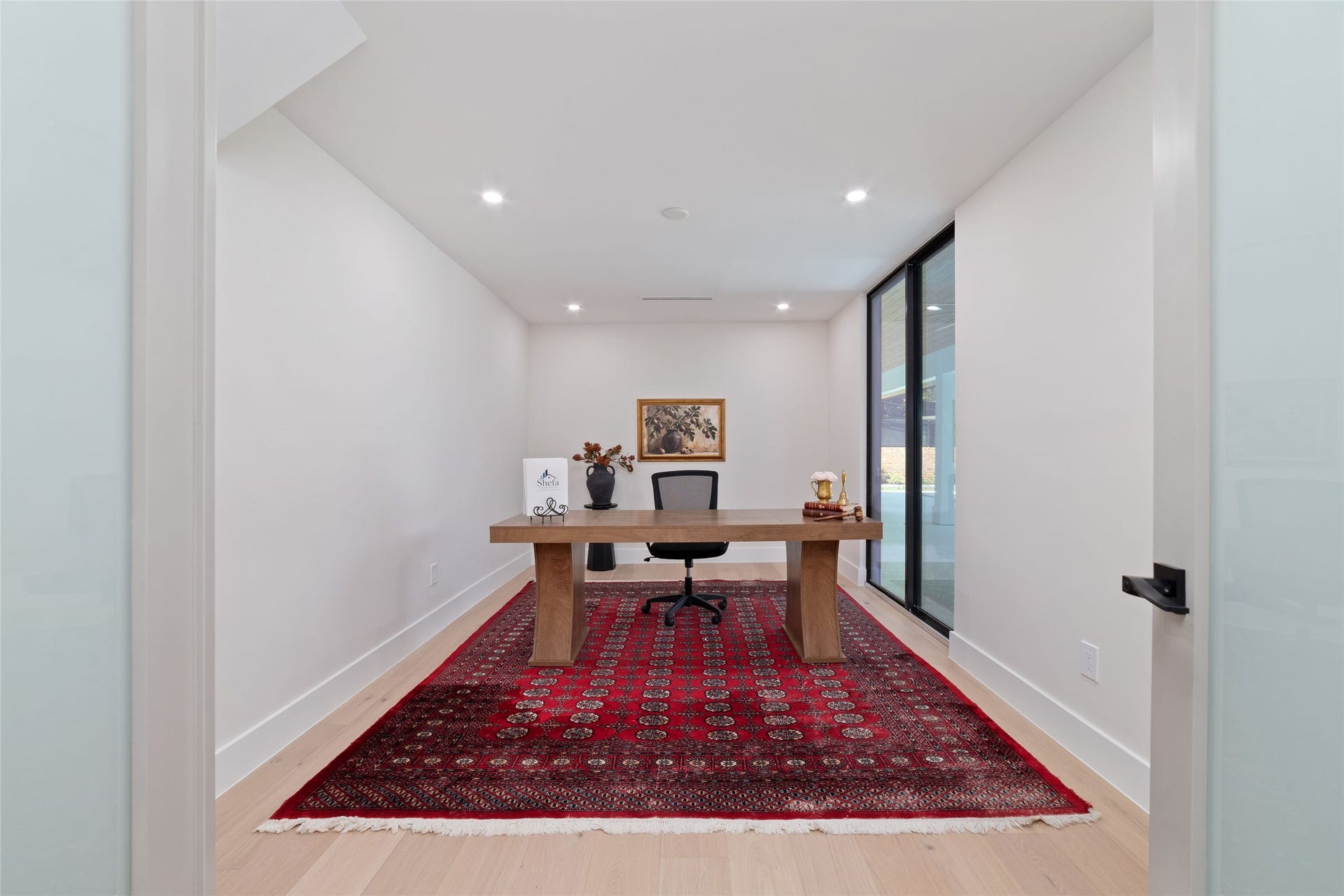 Home Office with door to pool area but complete privacy to work