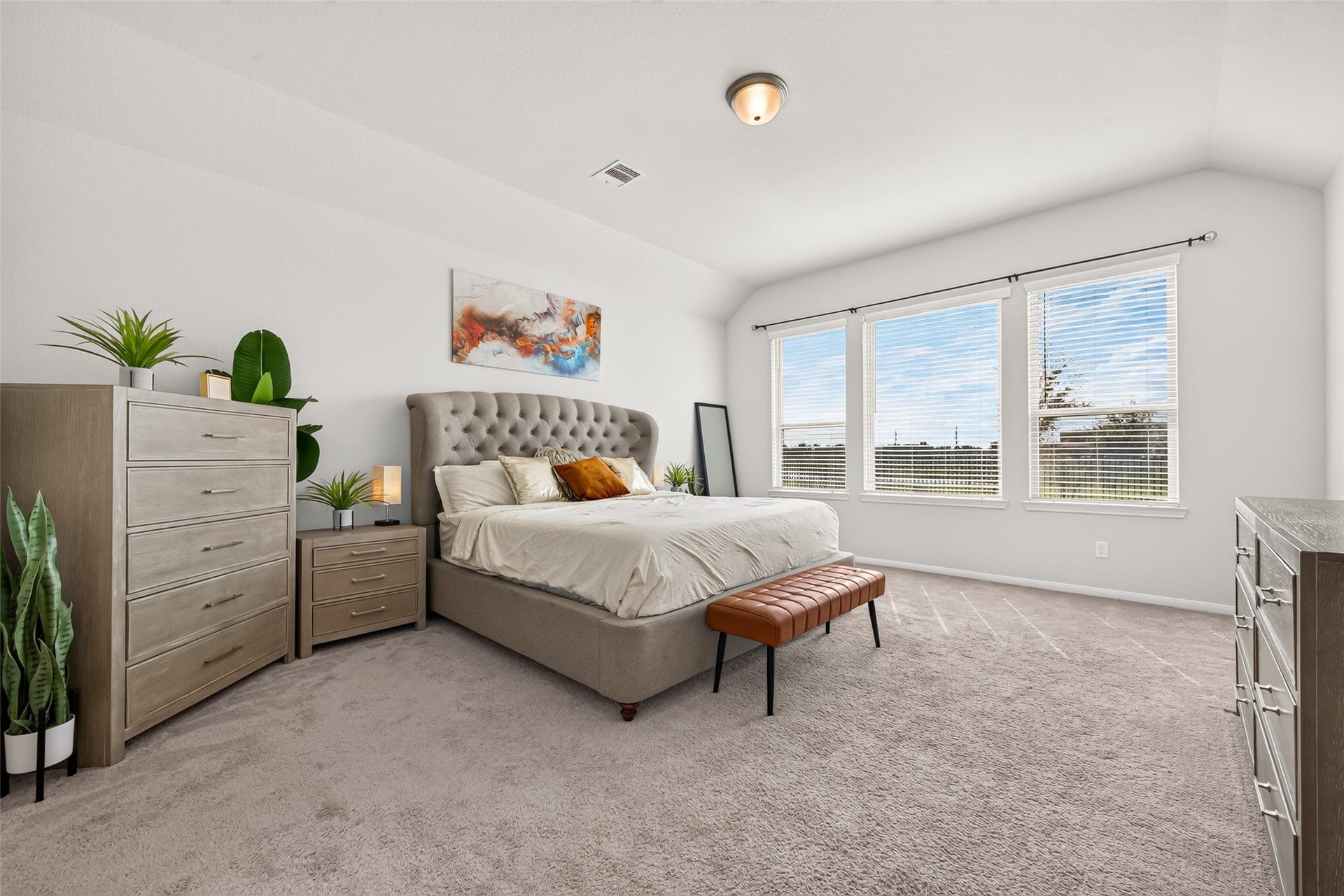 10707 Amador Peak Drive, Rosharon, TX 77583 Large primary bedroom gives options, plenty of room to add a seating area. Inquire about furniture, most available.