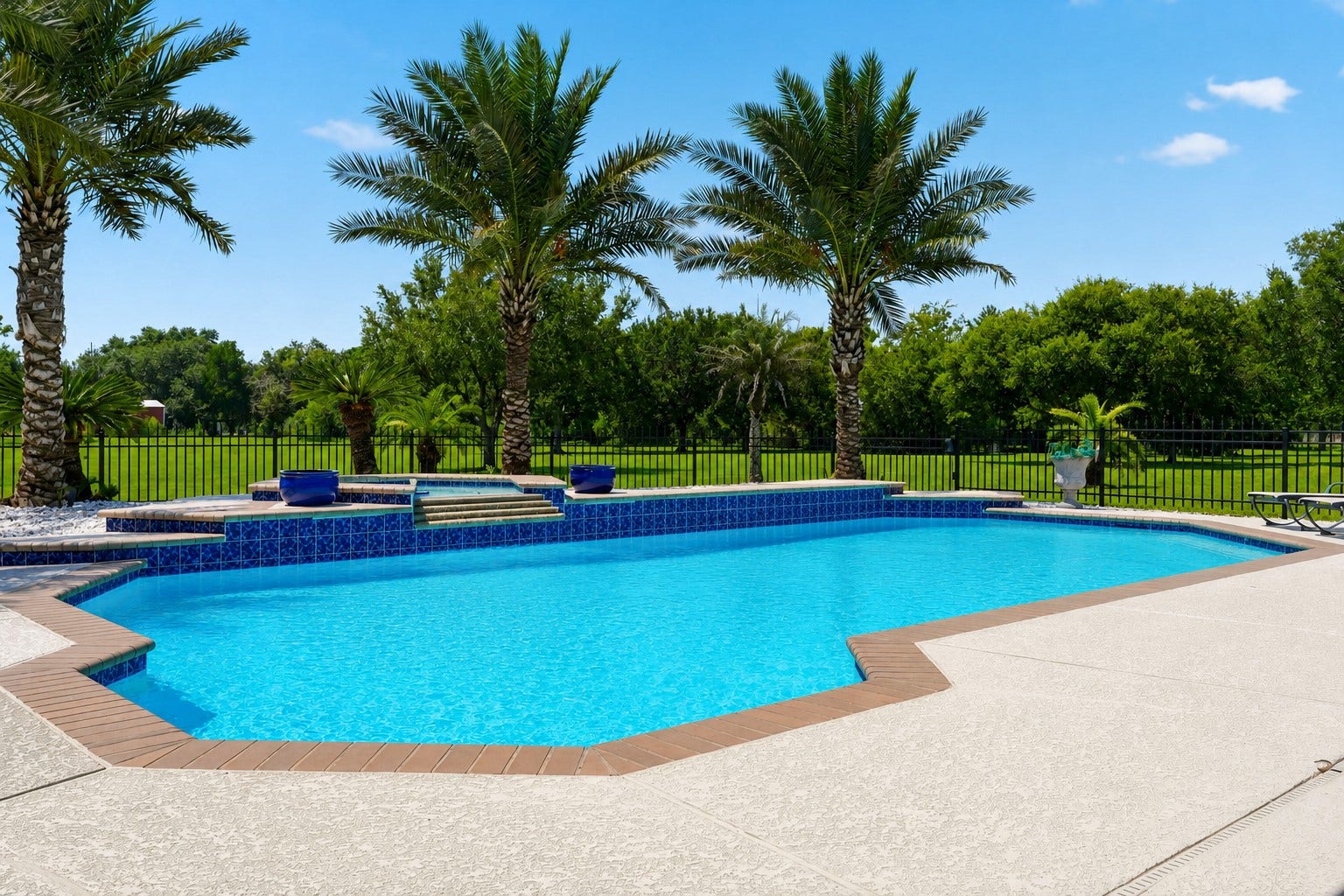 835 Hall Road, Alvin, TX 77511 Resort-style swimming pool surrounded by tropical landscaping