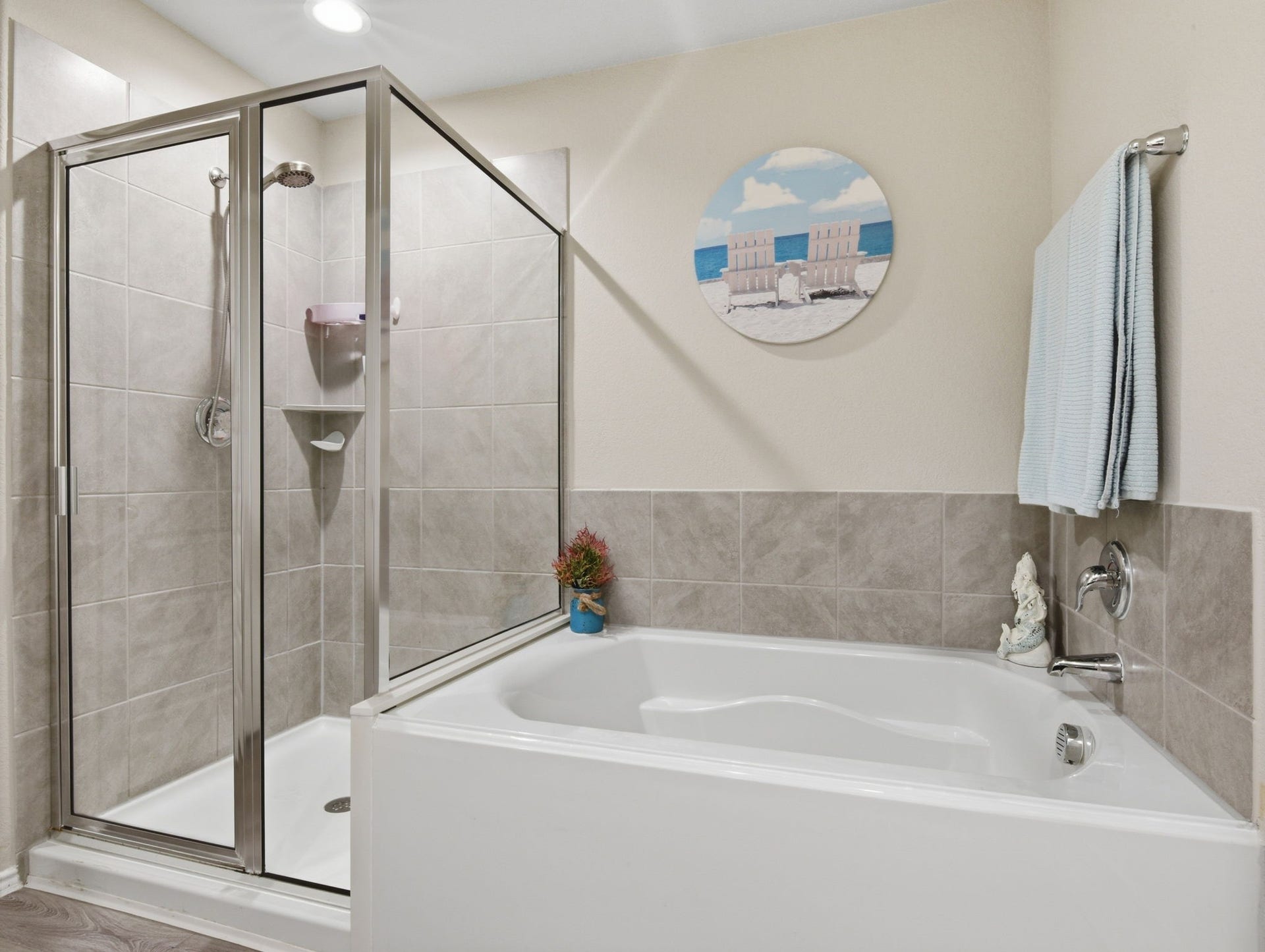 11225 34th Avenue N, Texas City, TX 77591 Relaxing soaking tub with separate walk-in shower.