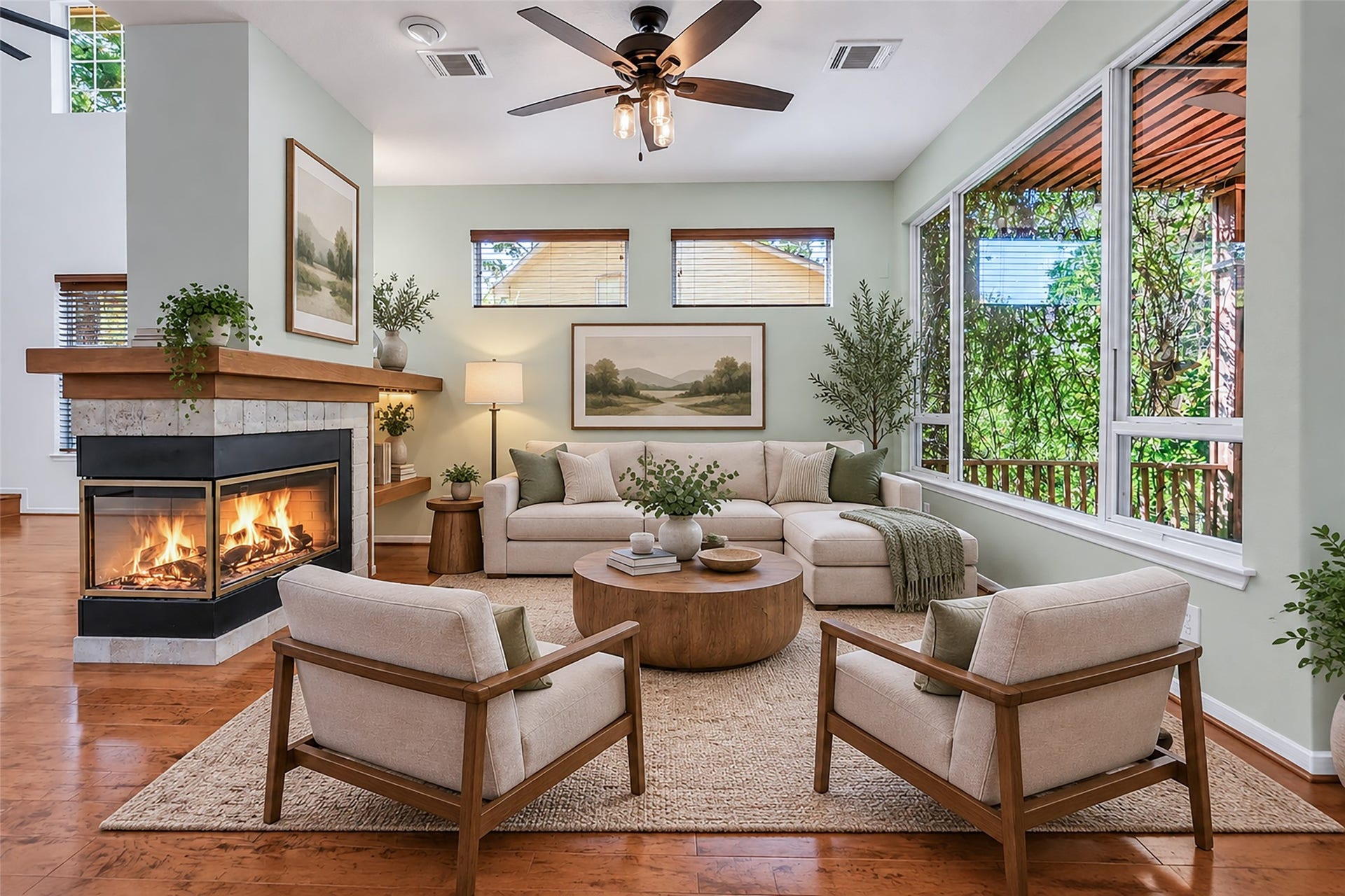 Den and Fireplace Virtually Staged