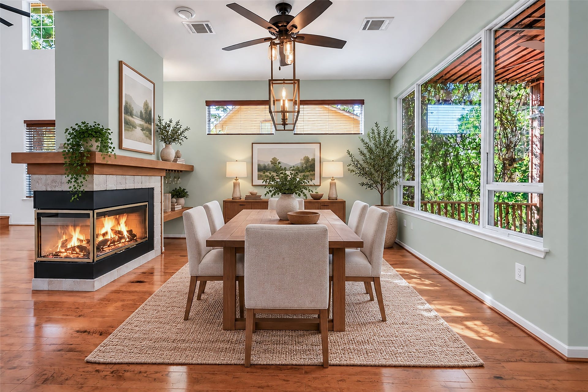 Den and Fireplace Virtually Staged