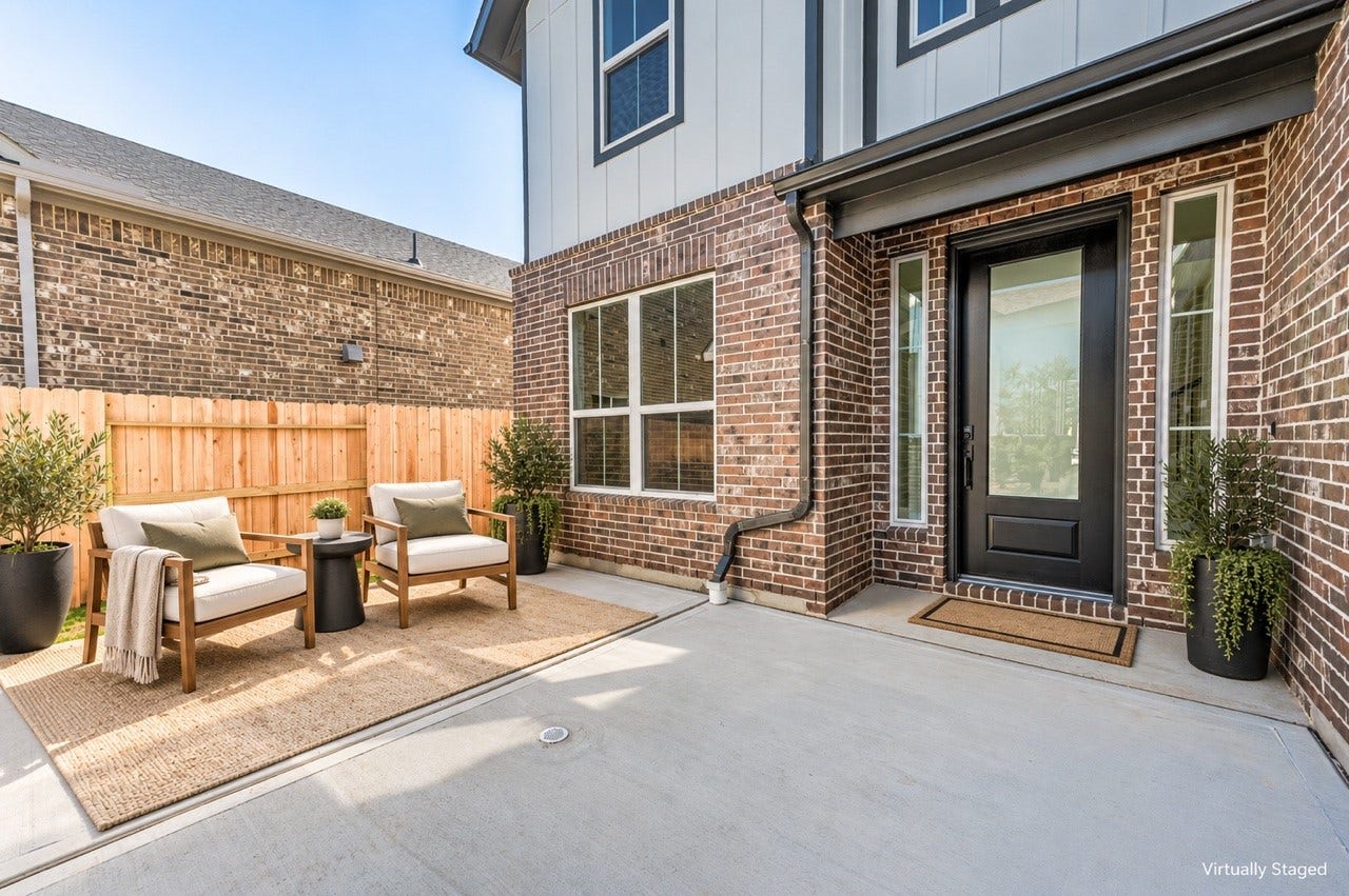 465 Wild Thicket Drive, Katy, TX 77493 Virtual Stage. Imaging enjoying your morning coffee right here in the courtyard!