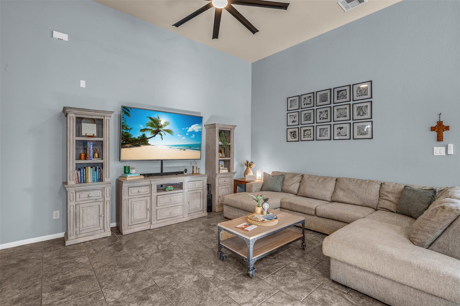 Enjoy easy to maintain tile flooring that keeps the temperature cool in summer.