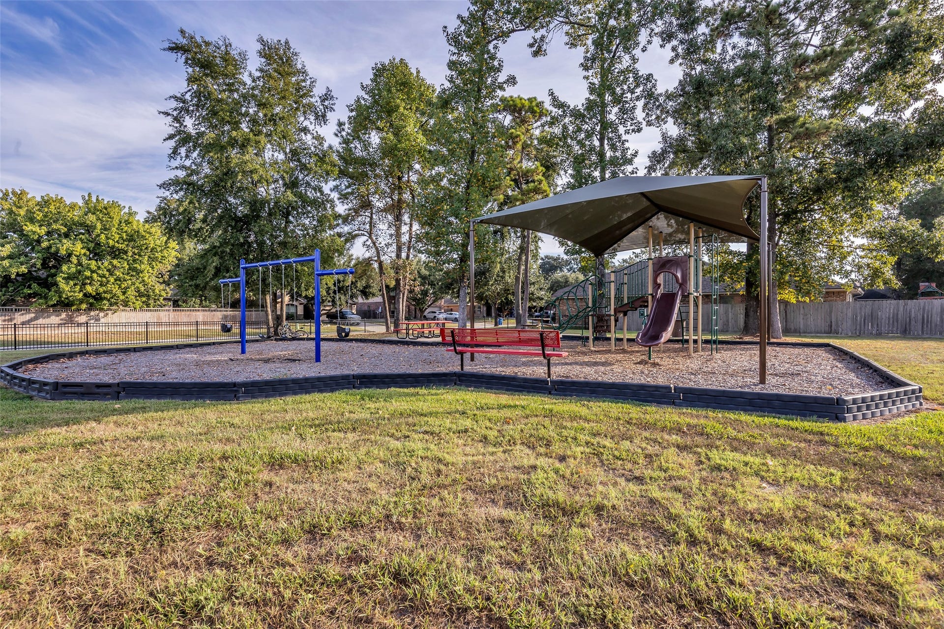 Enjoy an easy stroll to the neightborhood park and meet up with other families.