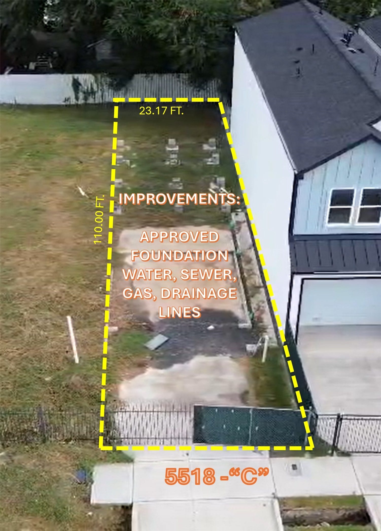 5518E CORTLANDT Street, Houston, TX 77076 5518-C INCLUDES APPROVED FOUNDATION, WATER AND SEWER CONNECTED AND GAS, WATER, SEWER , DRAINAGE LINES