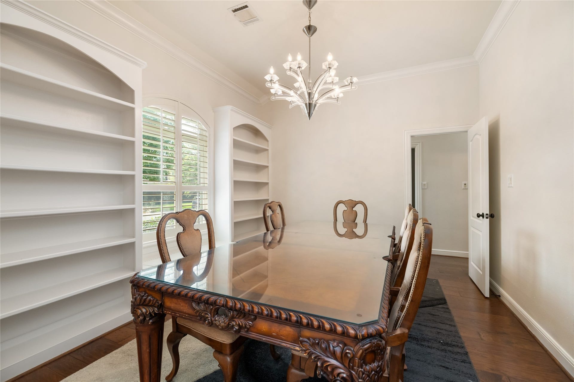 Formal dining room with built-ins