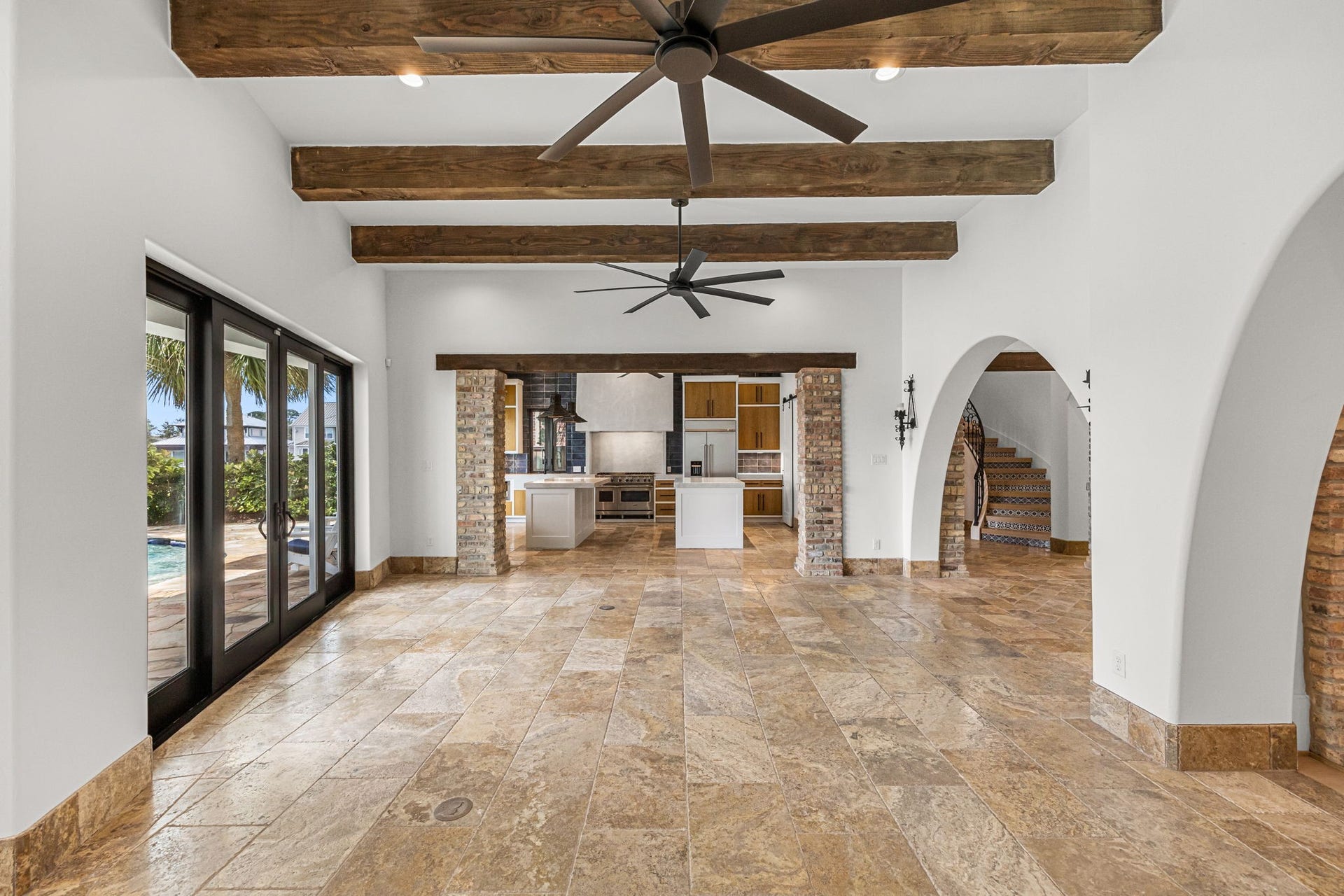 721 Harborside Way, League City, TX 77565 All decorative ceiling beams throughout the home are crafted from solid wood, adding warmth, authenticity, and exceptional character.