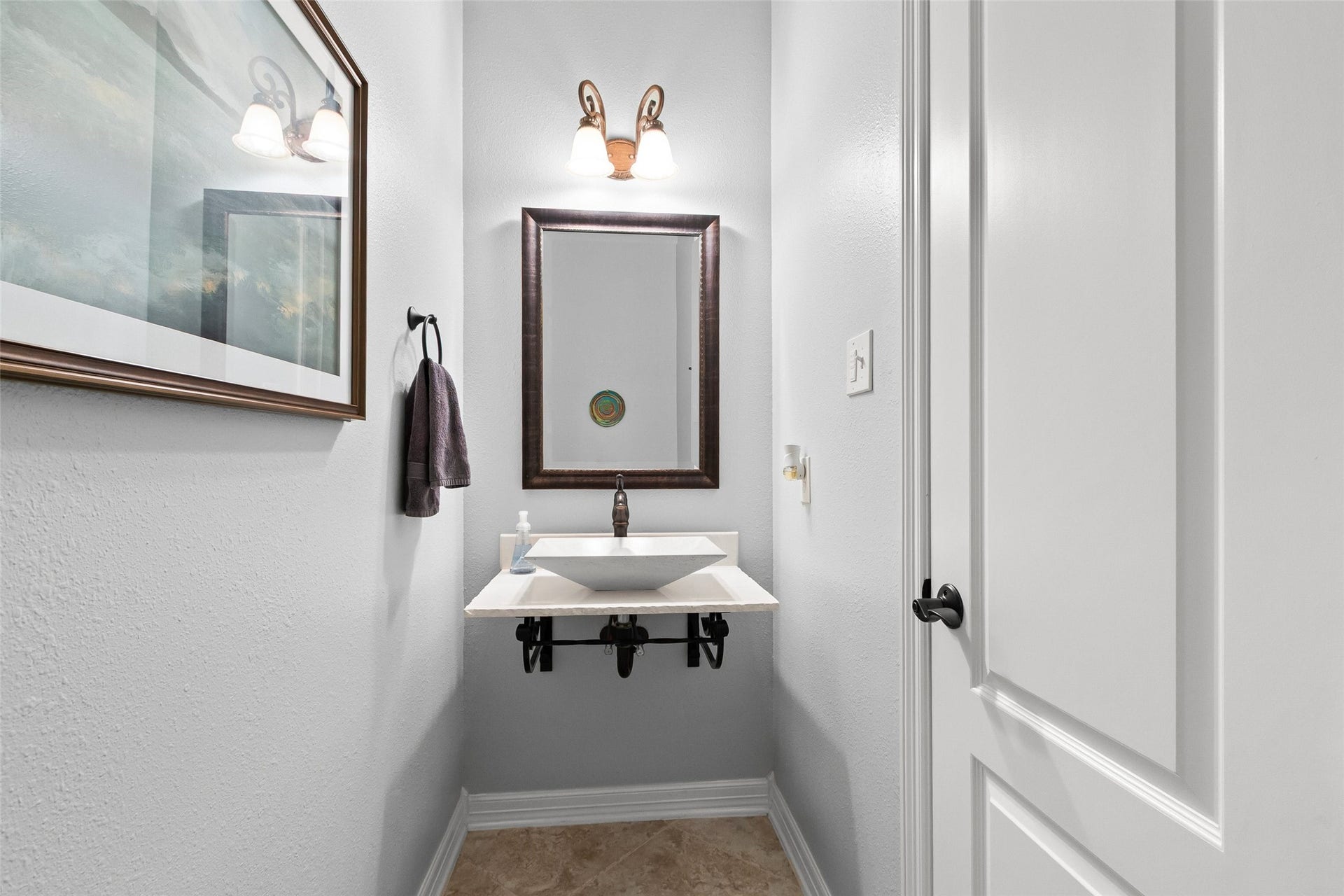 21114 W Kelsey Creek Trail, Cypress, TX 77433 1/2 bath for guests has a lovely vessel sink. It is located downstairs near the entrance to the laundry room & garage.