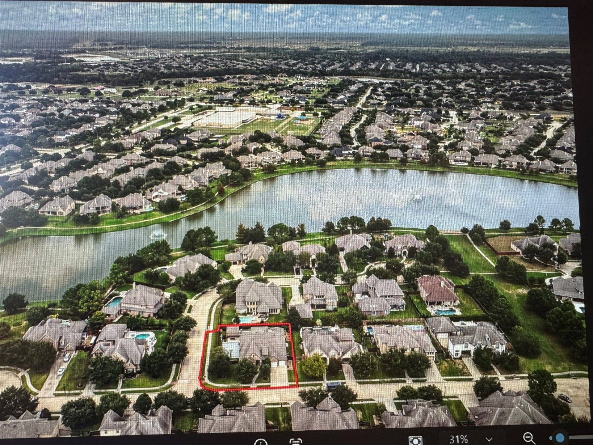 21114 W Kelsey Creek Trail, Cypress, TX 77433 Subject property is outlined in red. This section called "Sterling Ridge" in Fairfield is home to larger homes on larger homesites. Very near 2 of the beautiful lakes within Fairfield. These lakes have walking trails that surround them, and the lakes are stocked with fish, and can be used on a "catch & release" system.