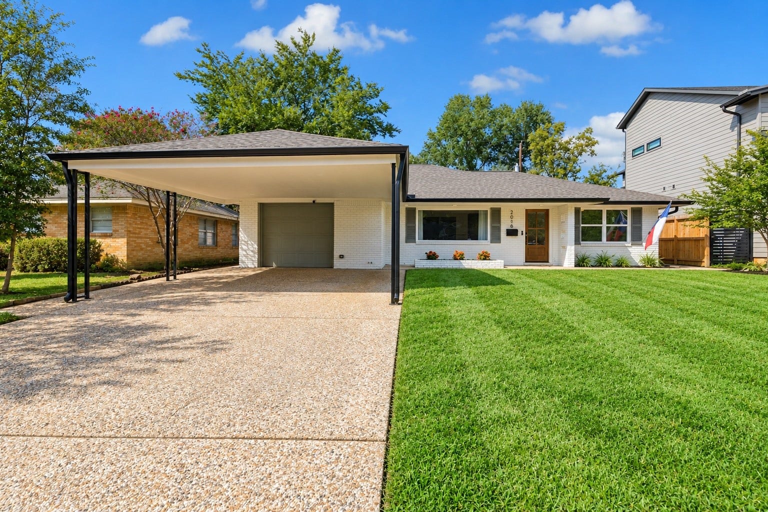 Quintessential Oak Forest charm with a fresh, modern edge. Painted brick, an expansive covered drive and a welcoming front entry give this single story home the kind of curb appeal that feels right at home in the neighborhood.