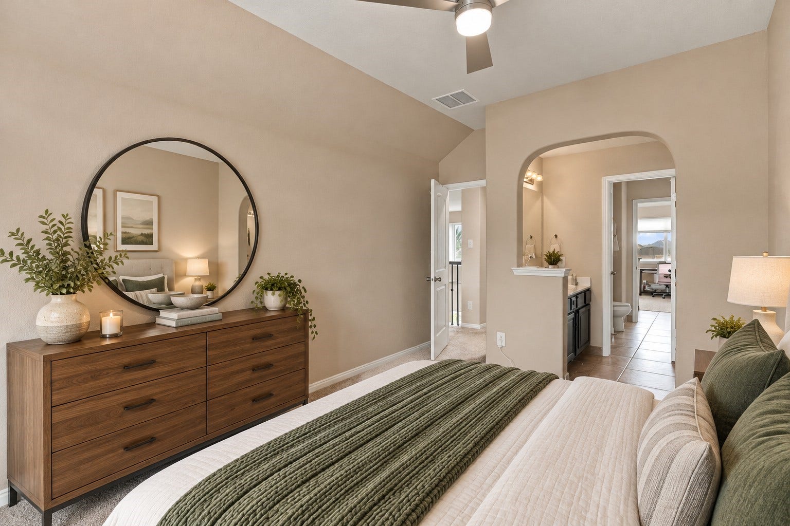 24115 Lake Molveno Drive, Katy, TX 77493 Virtually Staged: Plush carpet flooring and integrated ceiling fan lighting complete this bright, welcoming space.