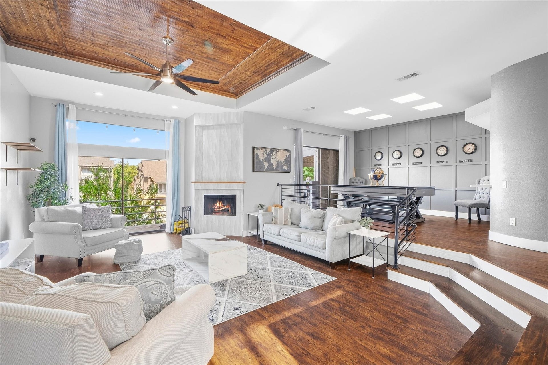 18217 Sandy Cove, Houston, TX 77058 Cozy fireplace serving as the living room focal point.