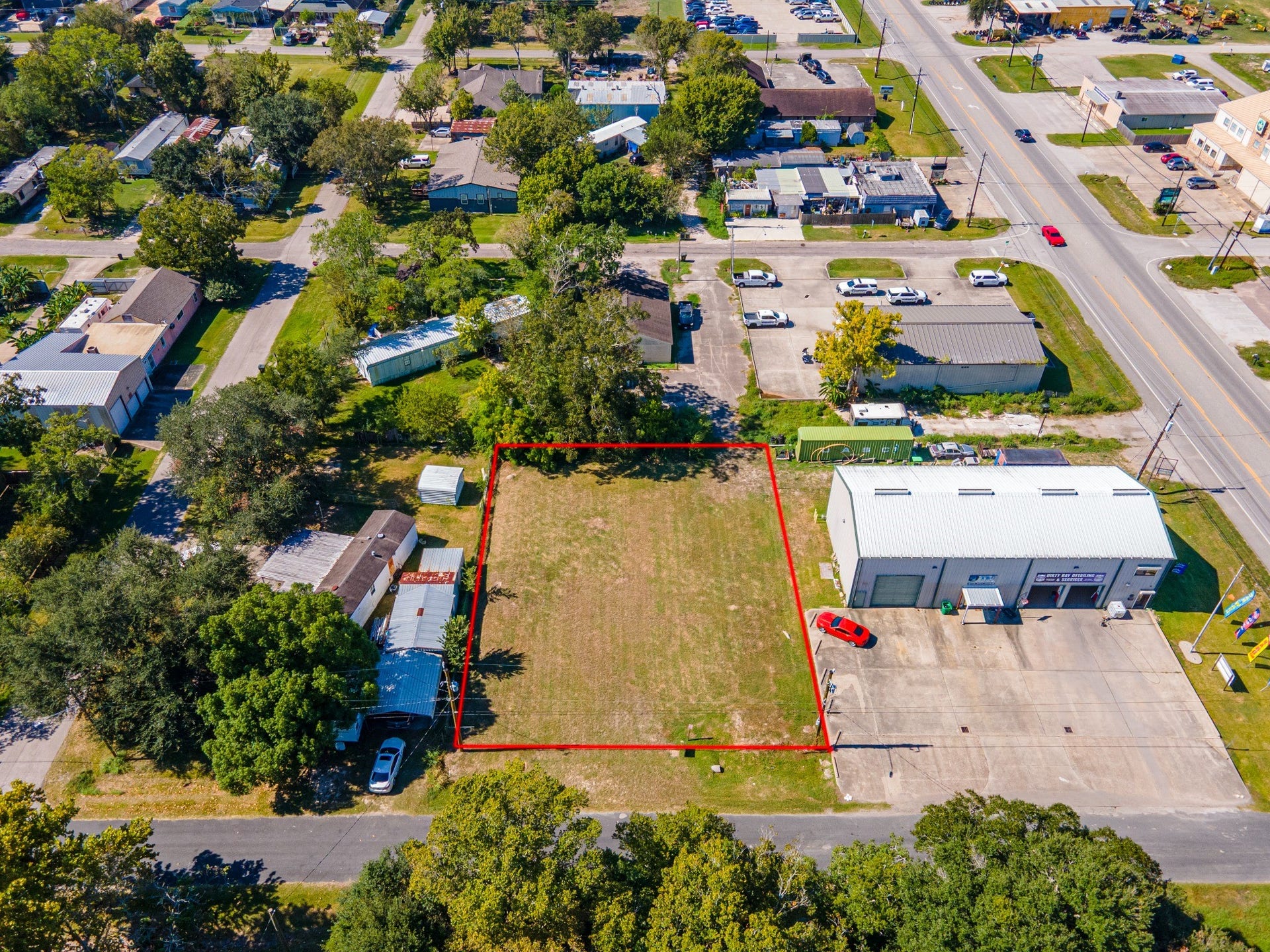 4618 11th Street, Bacliff, TX 77518 Aerial view highlighting the lots layout and street frontage.