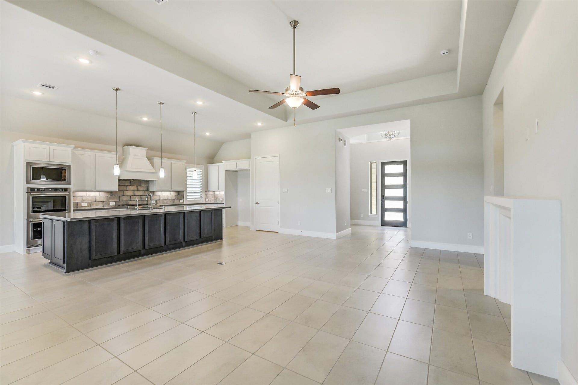 The family room is open to the large 12 x 19 kitchen.